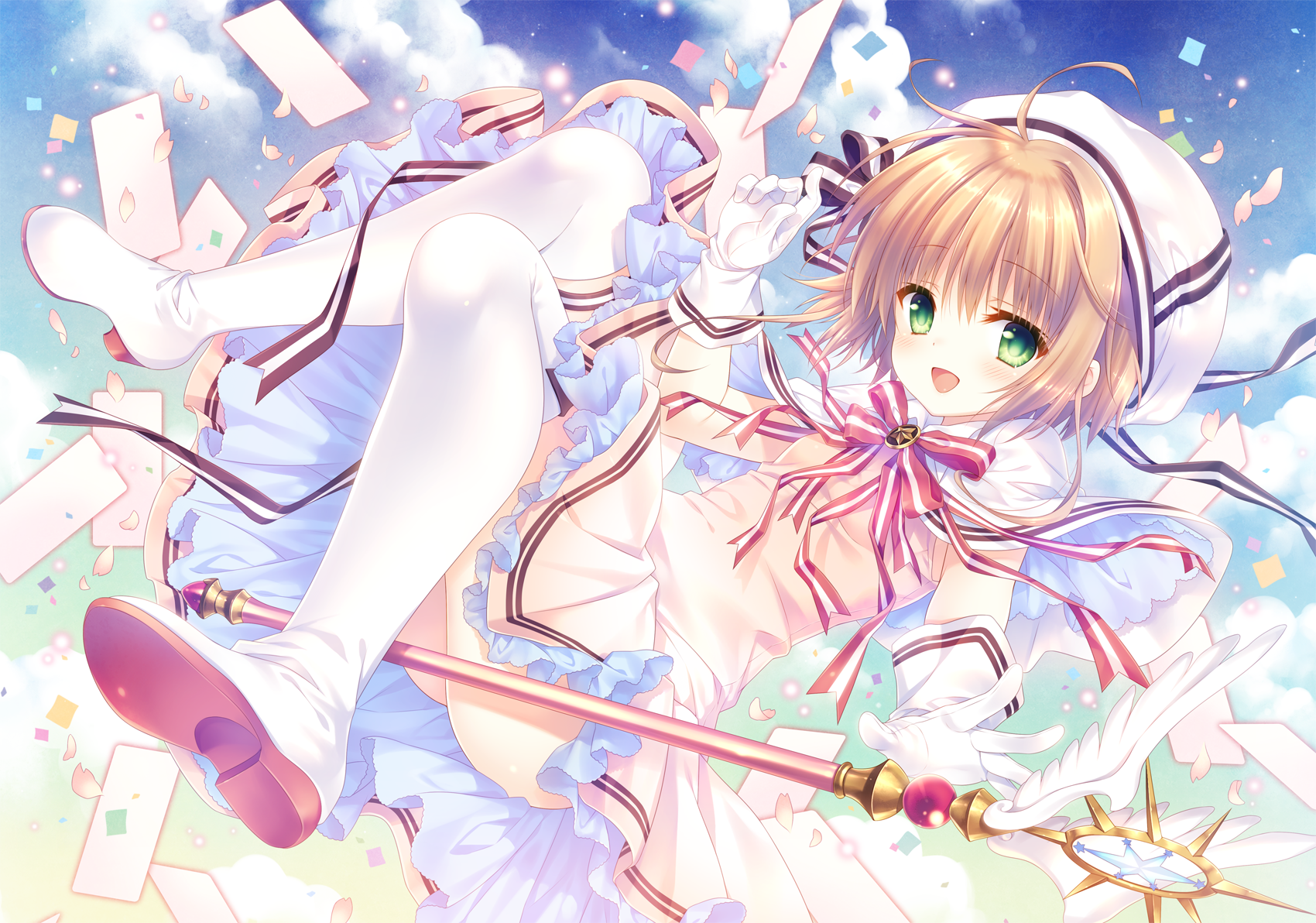 Card Captor Sakura Kinomoto Sakura Green Eyes Anime Anime Girls Blonde 1700x1192