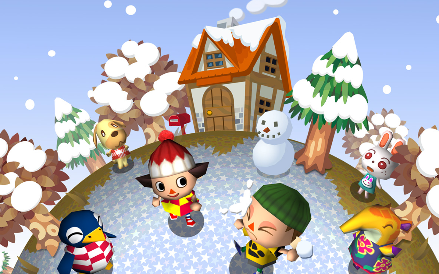 Animal Crossing Winter Snow Video Games 1440x900