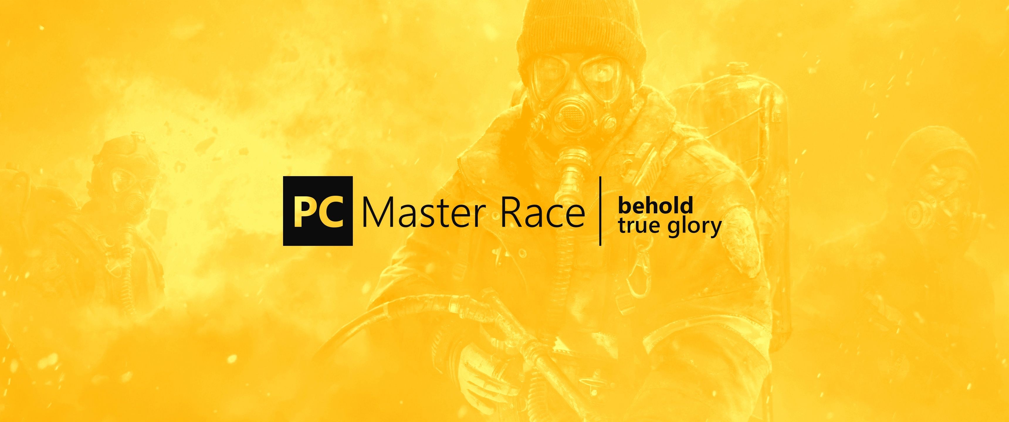 PC Master Race PC Gaming Yellow Background 3440x1440