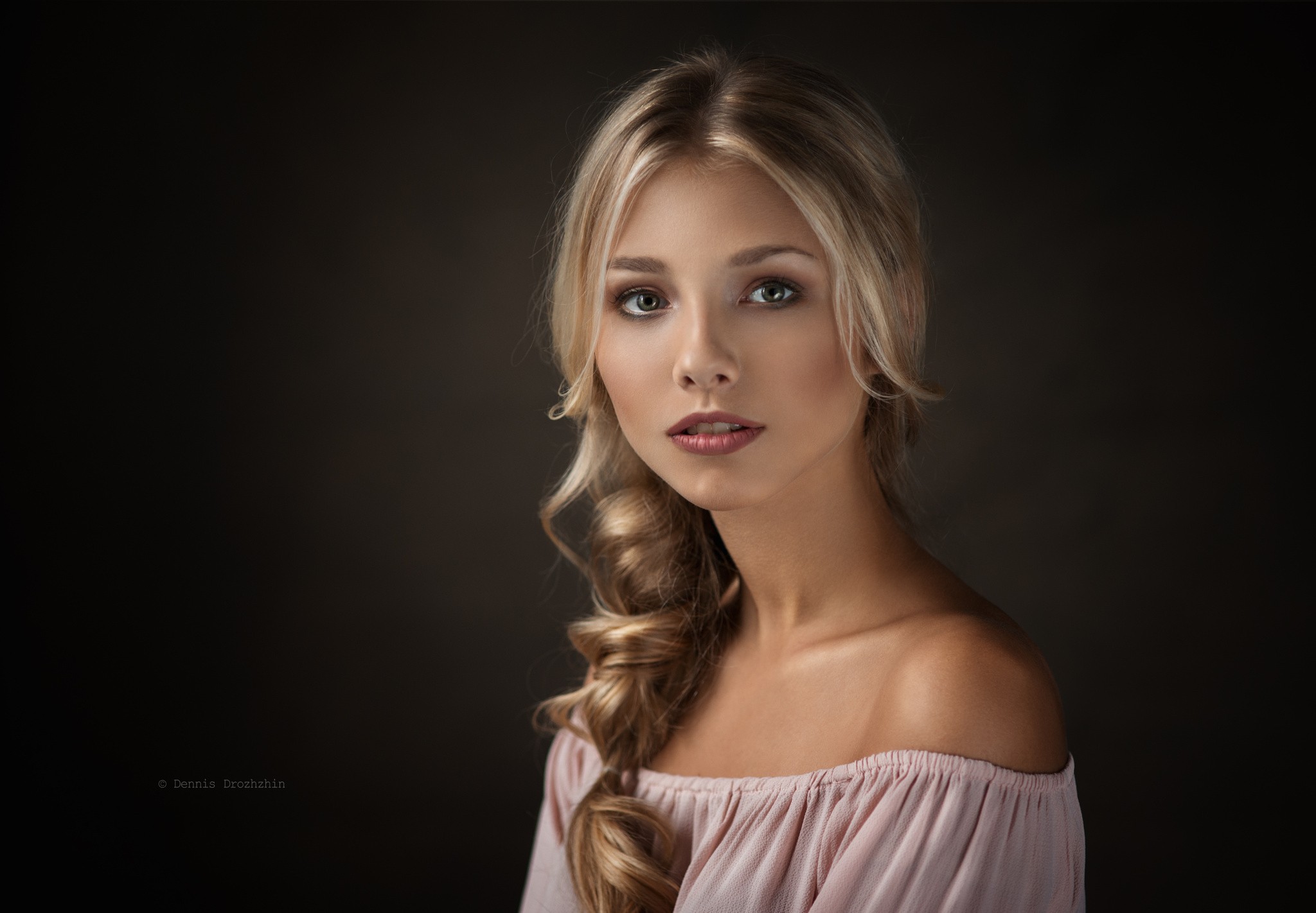 Women Model Alice Tarasenko Dennis Drozhzhin Long Hair Blonde Looking At Viewer Simple Background Fa 2048x1422