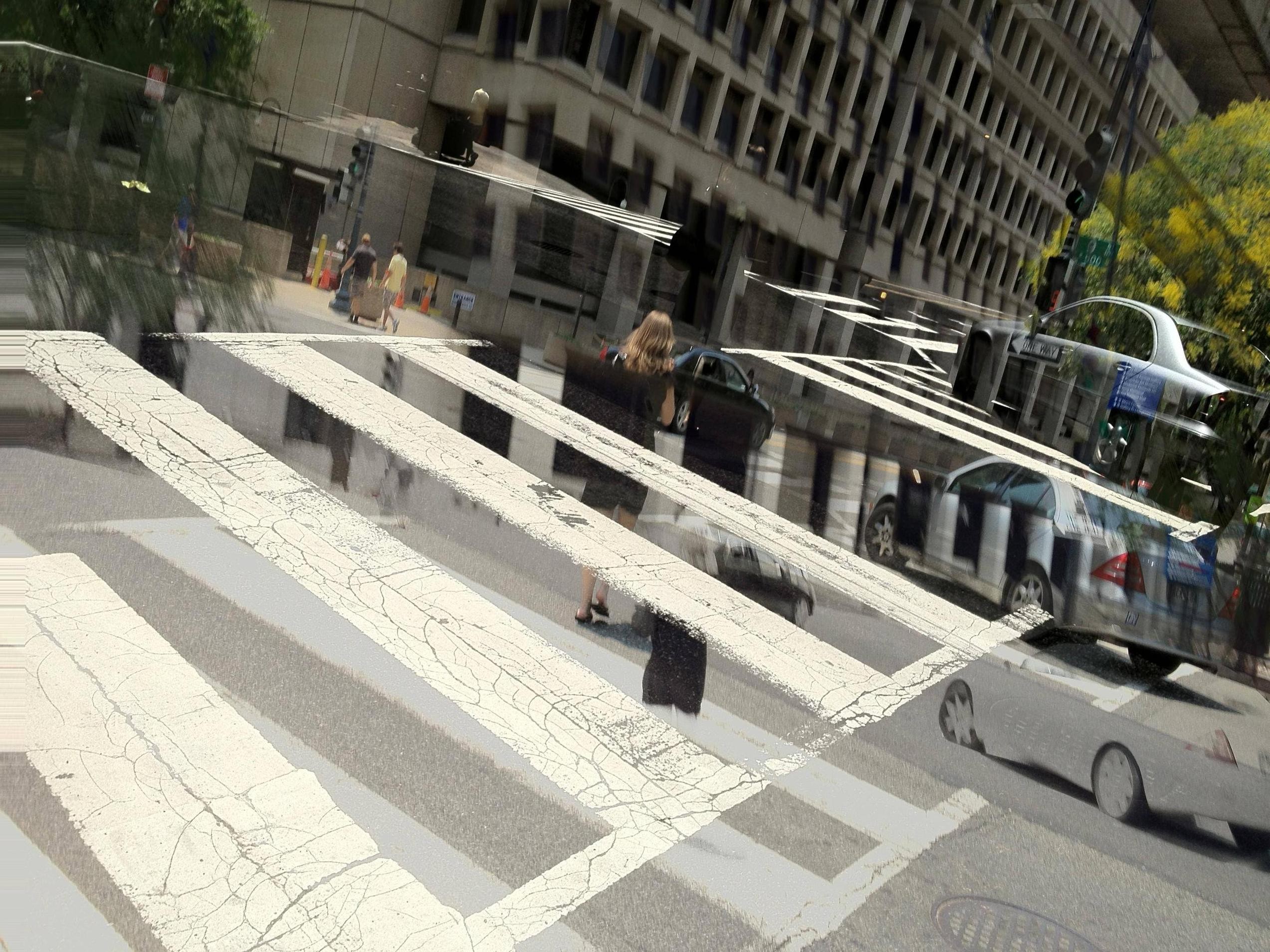 Glitch Art Intersections City Pedestrian Digital Art 2546x1909