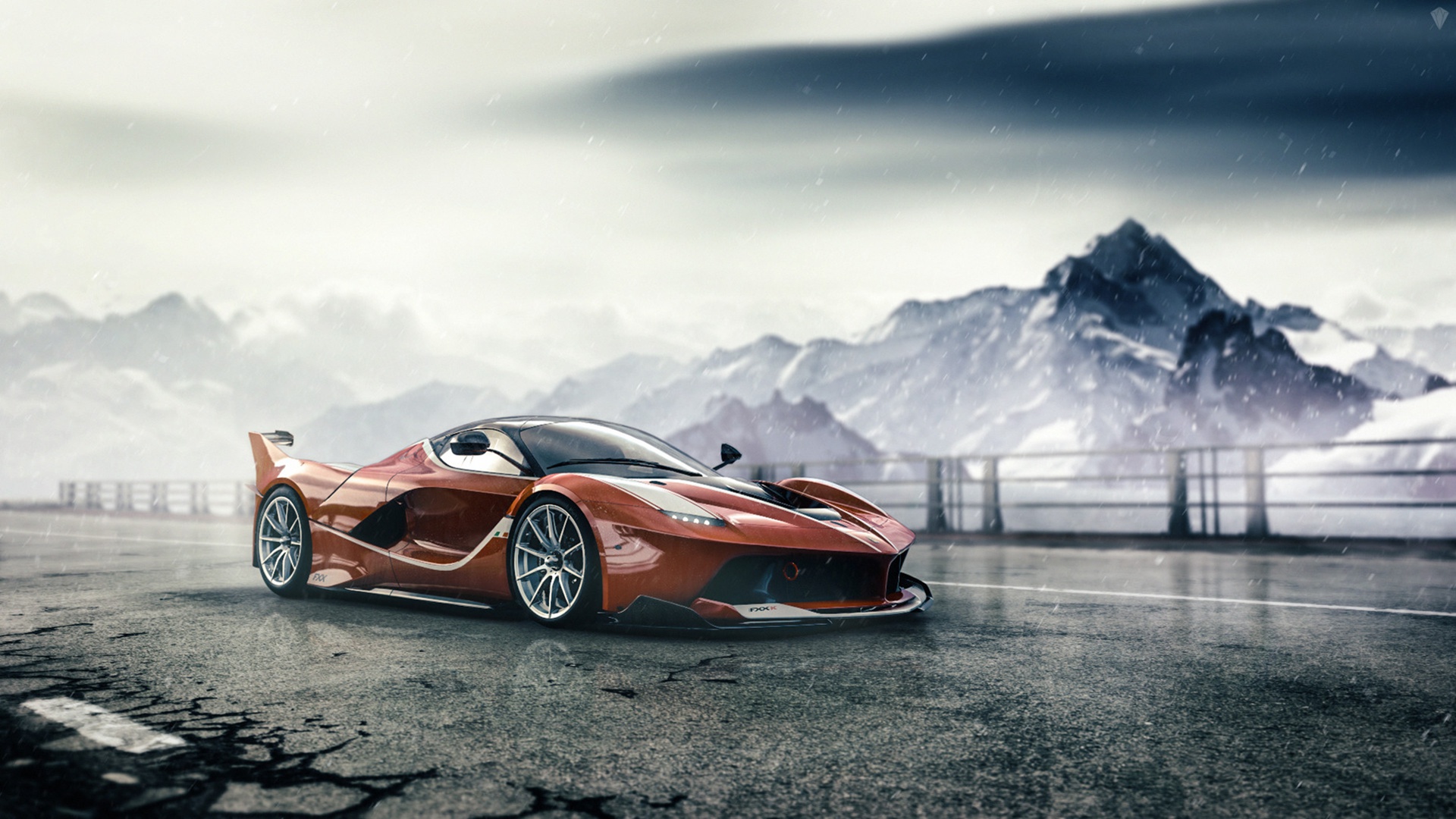 Ferrari FXX K Ferrari Red Cars Vehicle Artwork 1920x1080