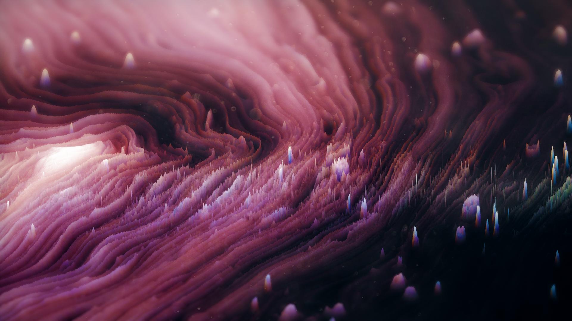 Digital Pink Purple Background Waveforms Glitch Art Digital Art Abstract 1920x1080
