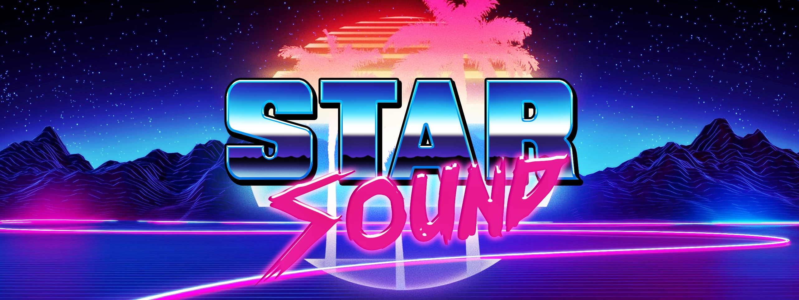 Sound Digital Art Retrowave Stars 2565x965