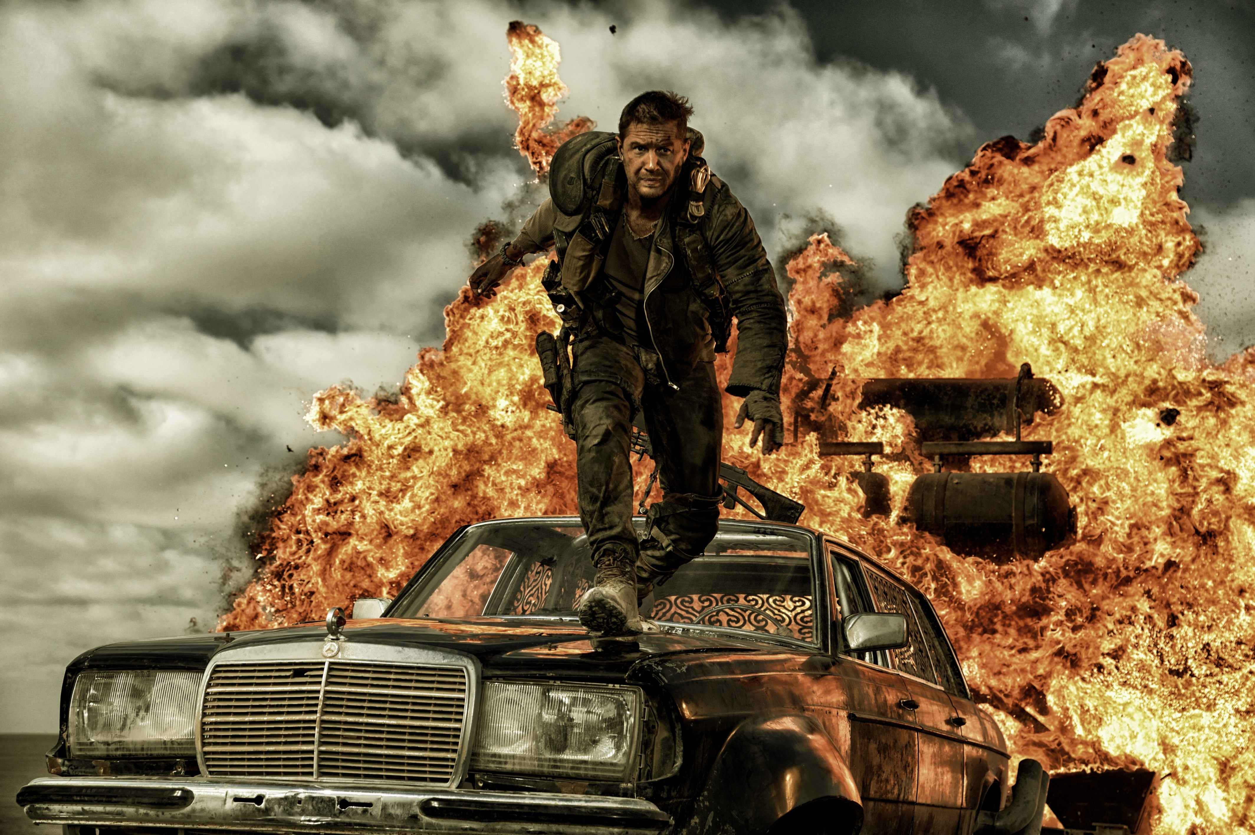 Tom Hardy Mad Max Fury Road Movies Mad Max Movie Vehicles Explosion 2015 Year 4256x2833