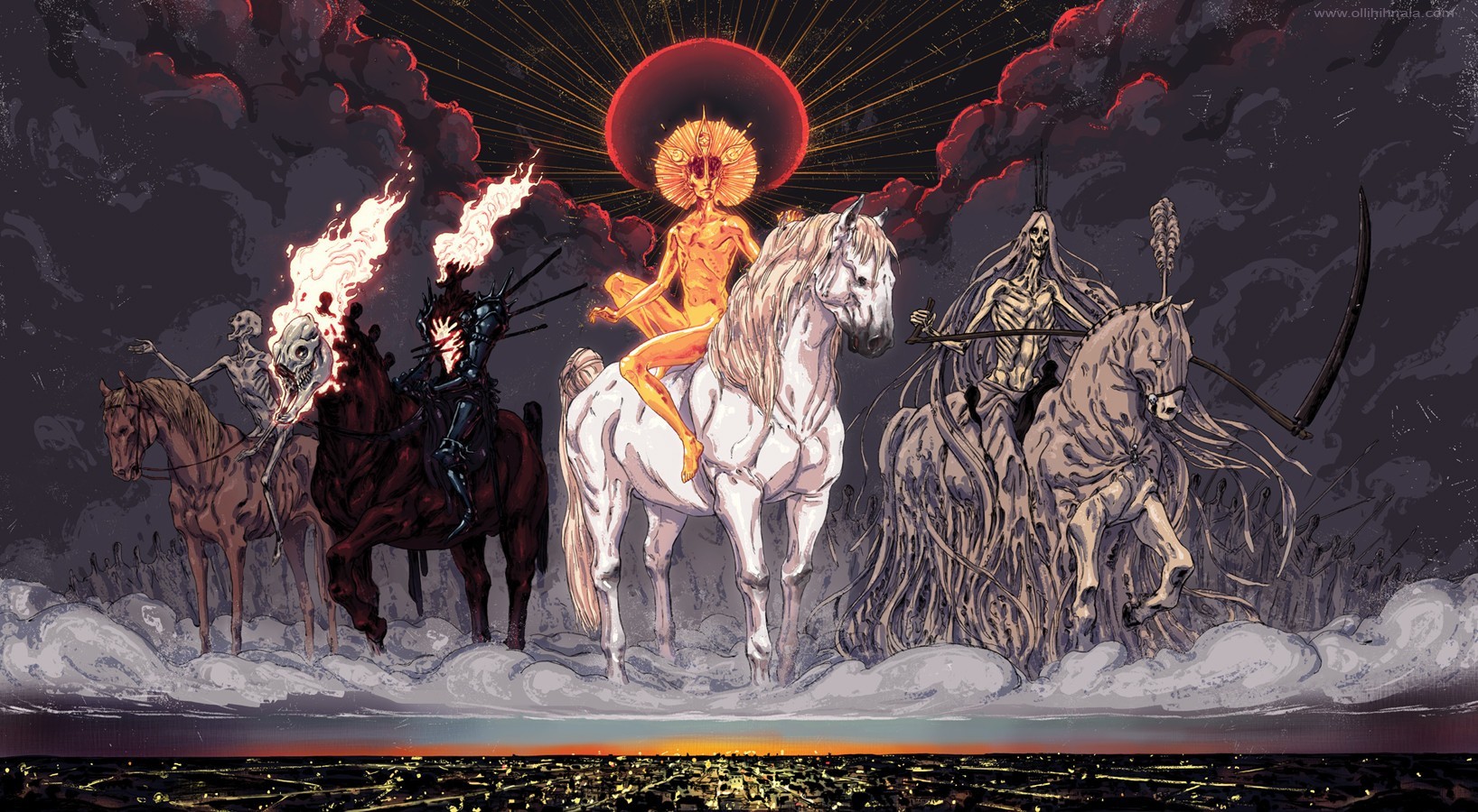 Four Horsemen Of The Apocalypse Famine Death War Conquest 1636x900