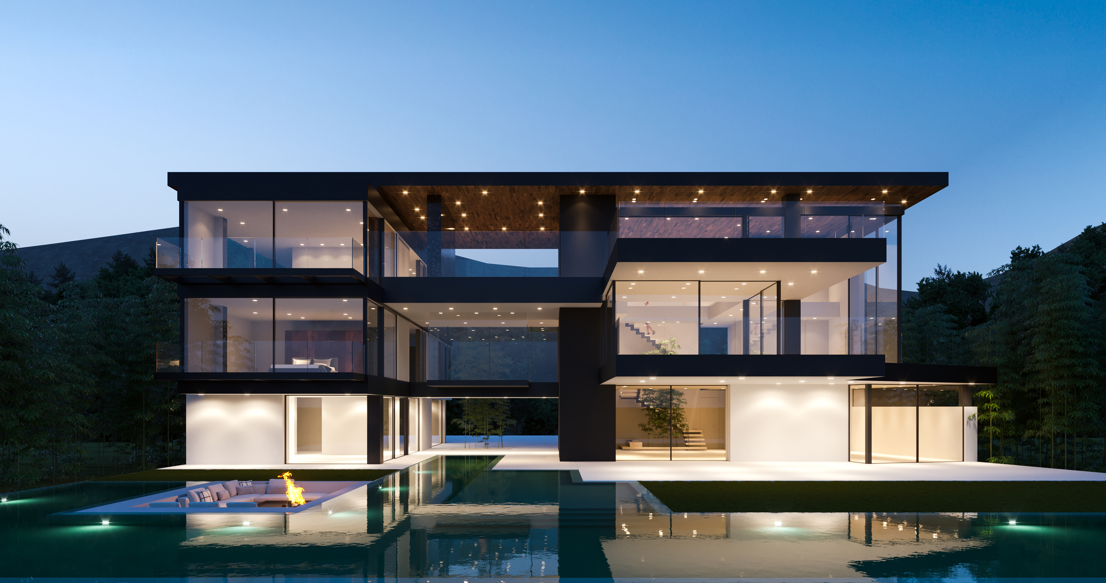 House Modern Mansions Architecture 3880x2045