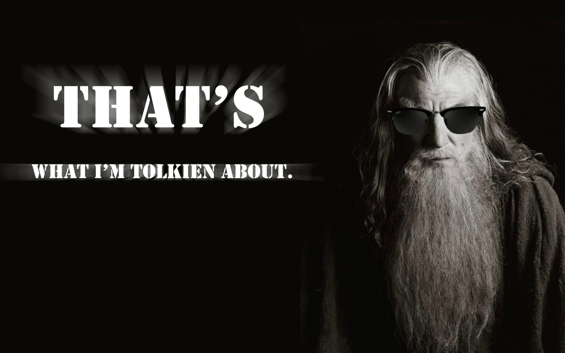 The Lord Of The Rings Gandalf Wizard Sunglasses Puns J R R Tolkien Humor Black Background Black Bear 1920x1200