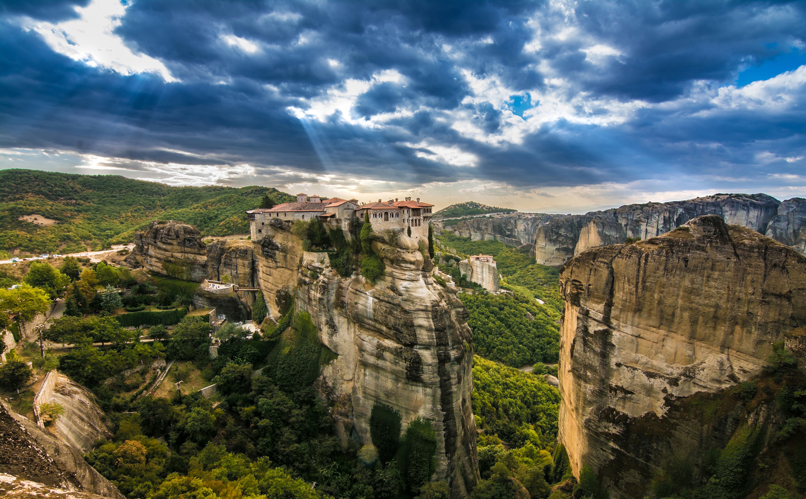 Nature Landscape Blue Sky Greece Kalampaka 2700x1672