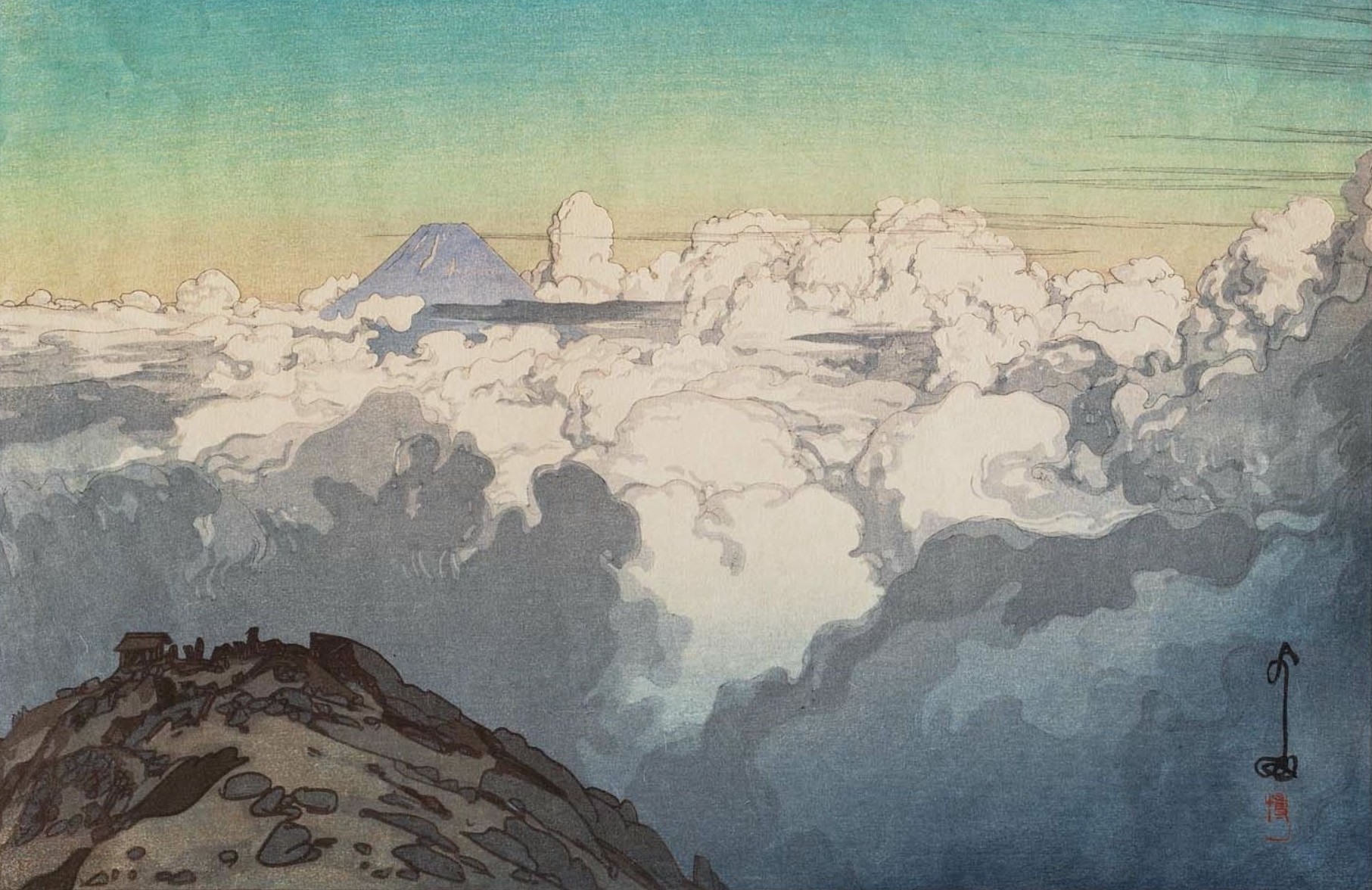 Yoshida Hiroshi Artwork Japanese Painting Mountains Clouds 1813x1176