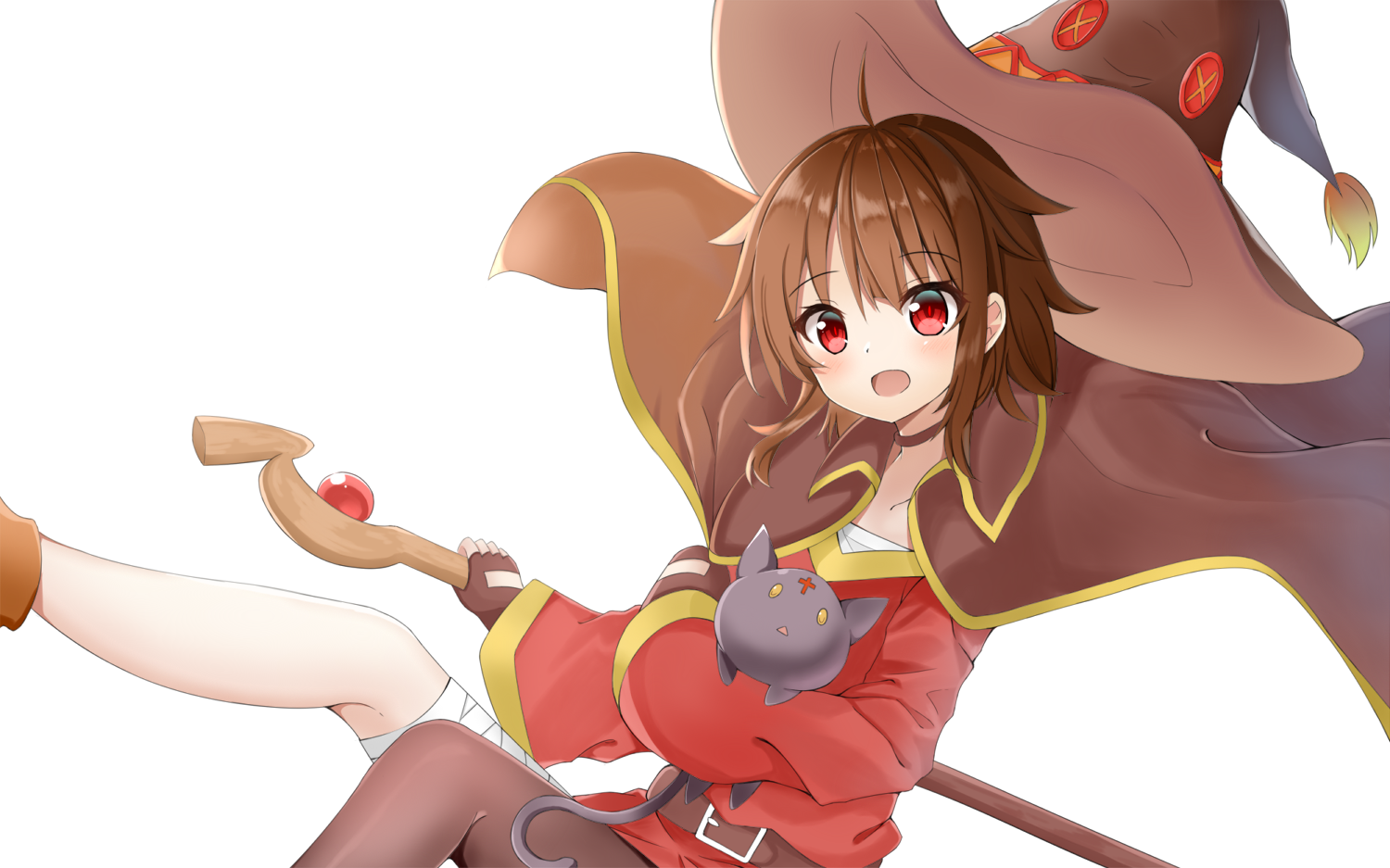 Chomusuke Kono Subarashii Sekai Ni Shukufuku Wo Megumin Witch Hat Brunette Red Eyes Red Dress Thigh  1500x937