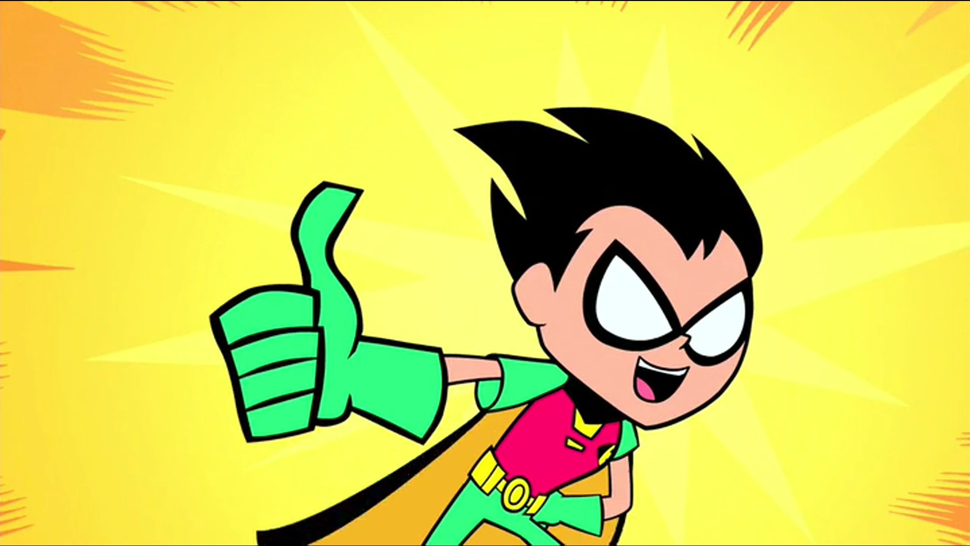 Robin Character Teen Titans Cartoon Yellow Background 1920x1080
