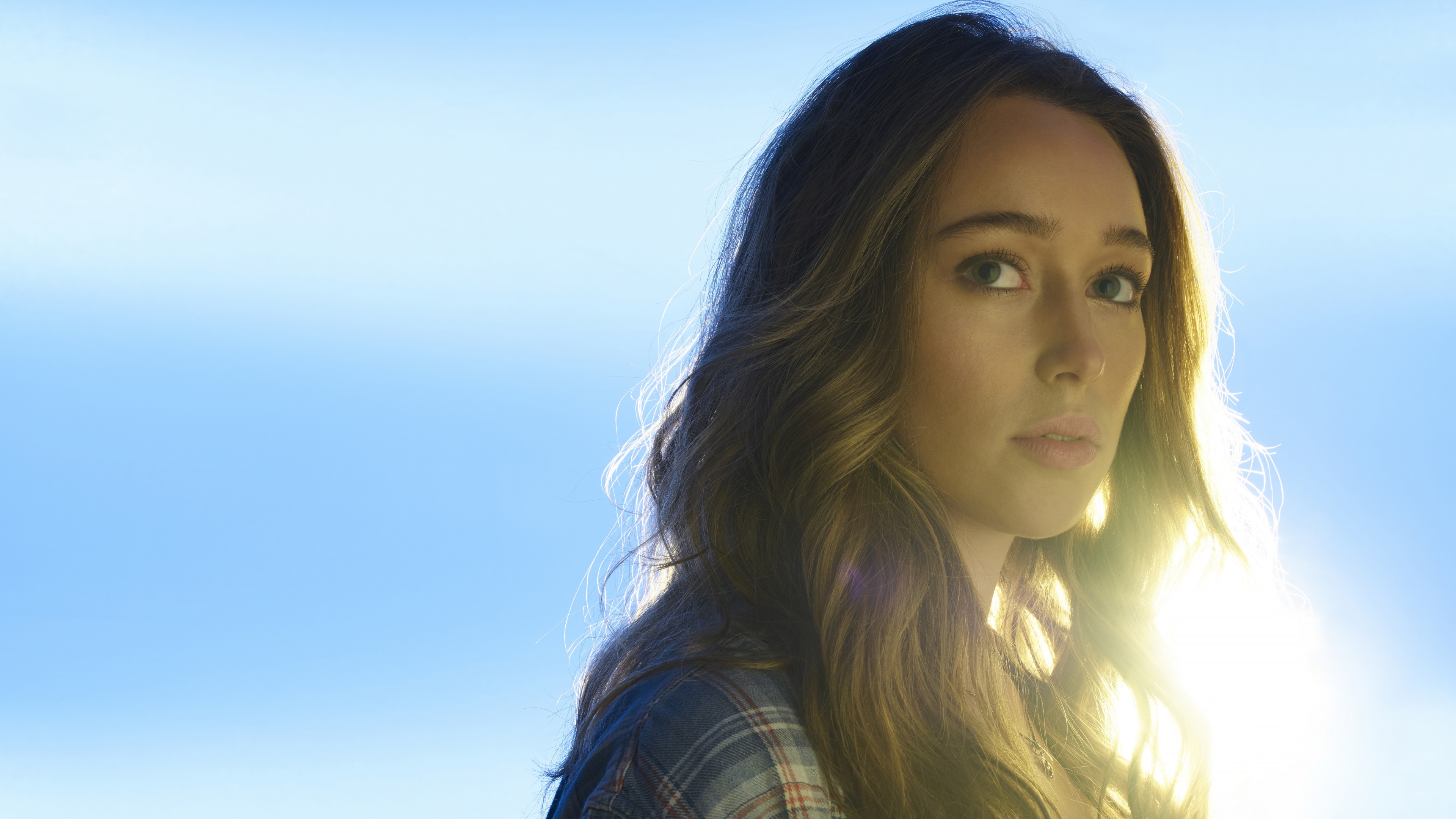 Alycia Debnam Carey Women Actress Celebrity Sky Glare Plaid Shirt Face 3840x2160