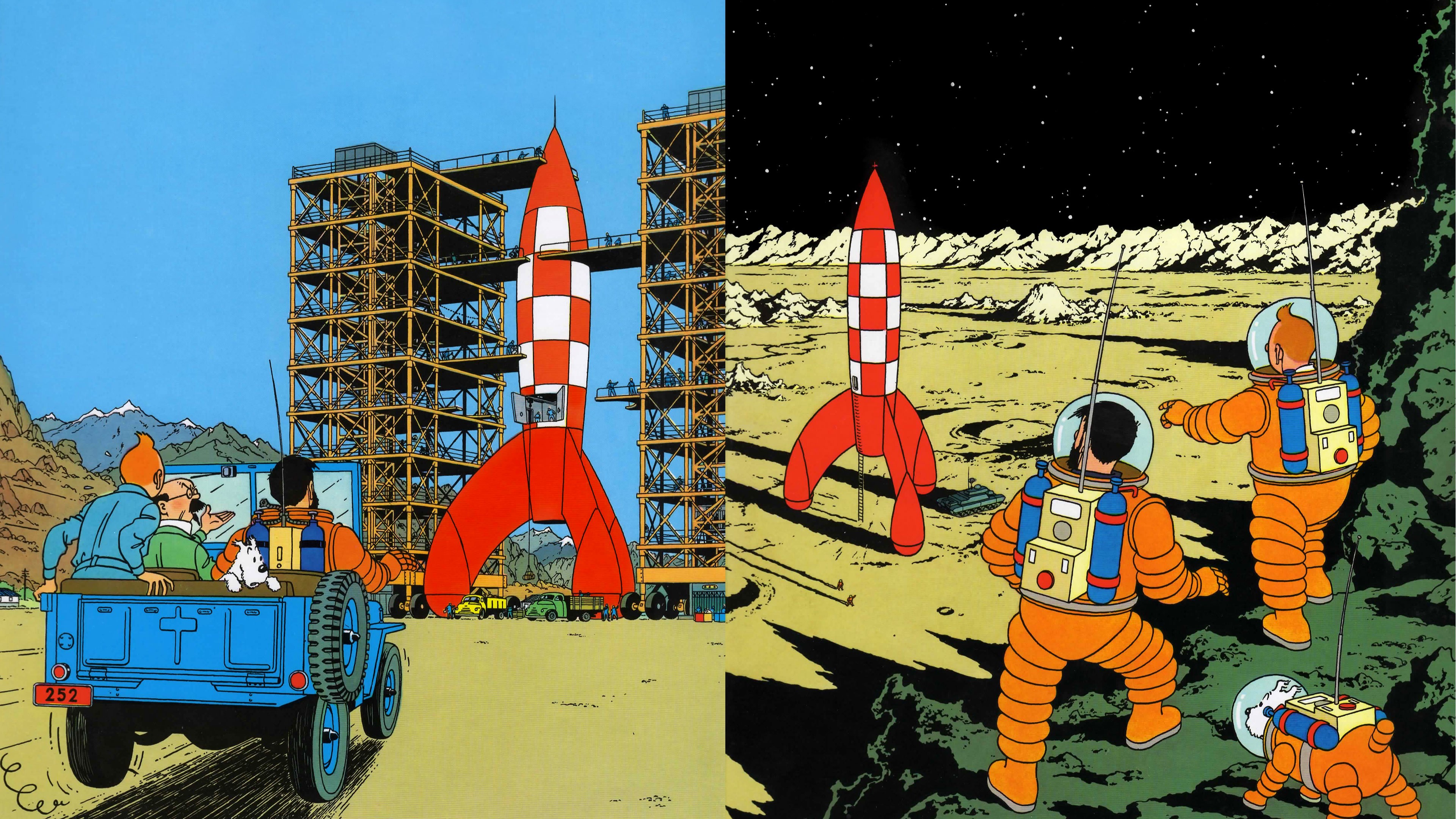 Tintin Drawing Rocket Book Cover 3840x2160
