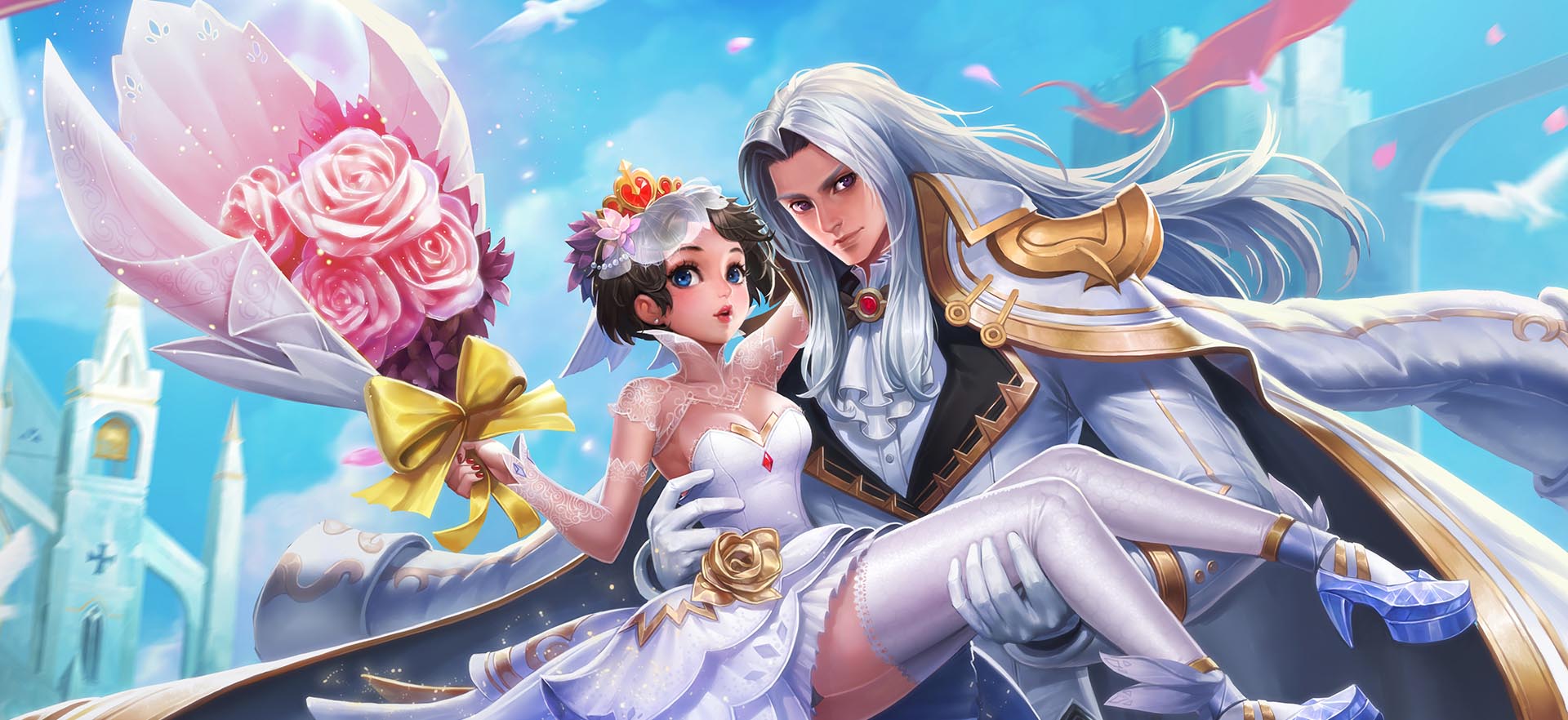 Anime Anime Girls Wedding Wedding Dress 1920x882