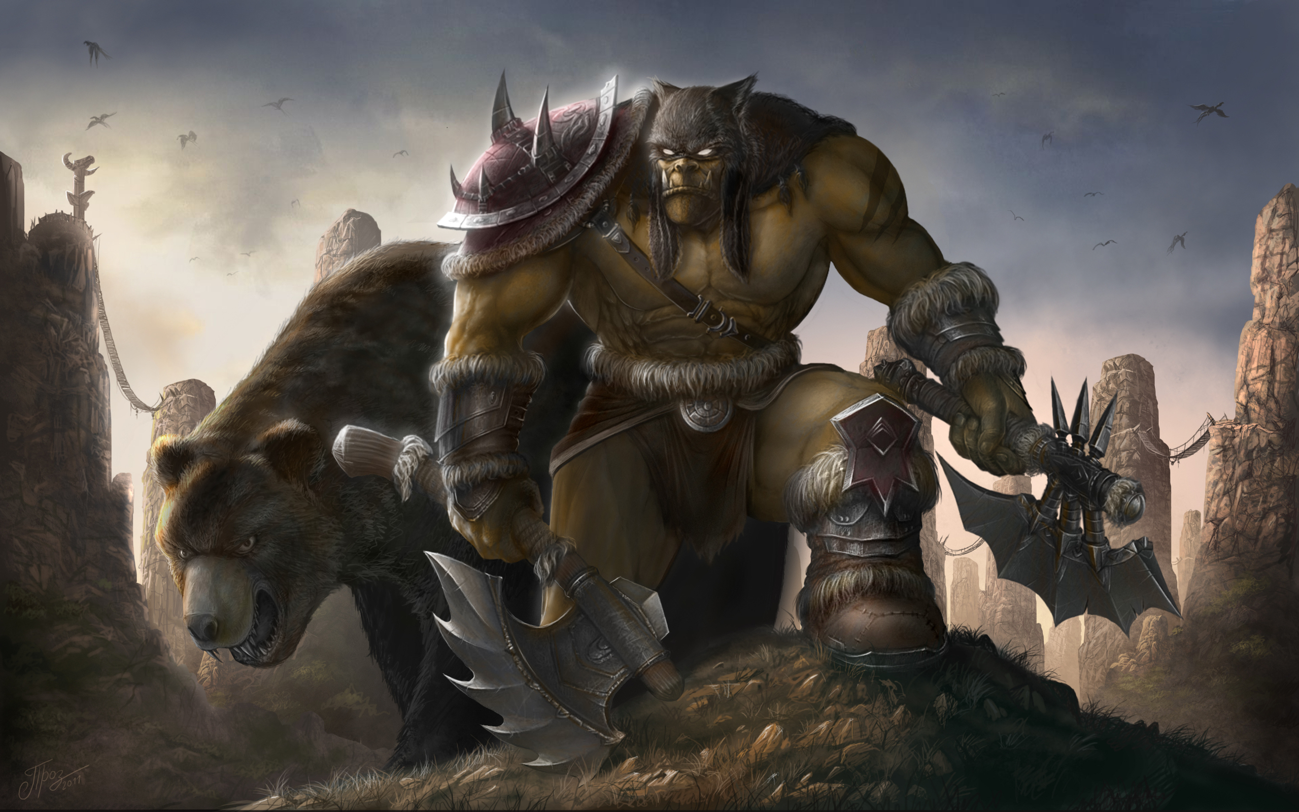 World Of Warcraft Fantasy Warrior Creature Weapon Rexxar World Of Warcraft 2560x1600