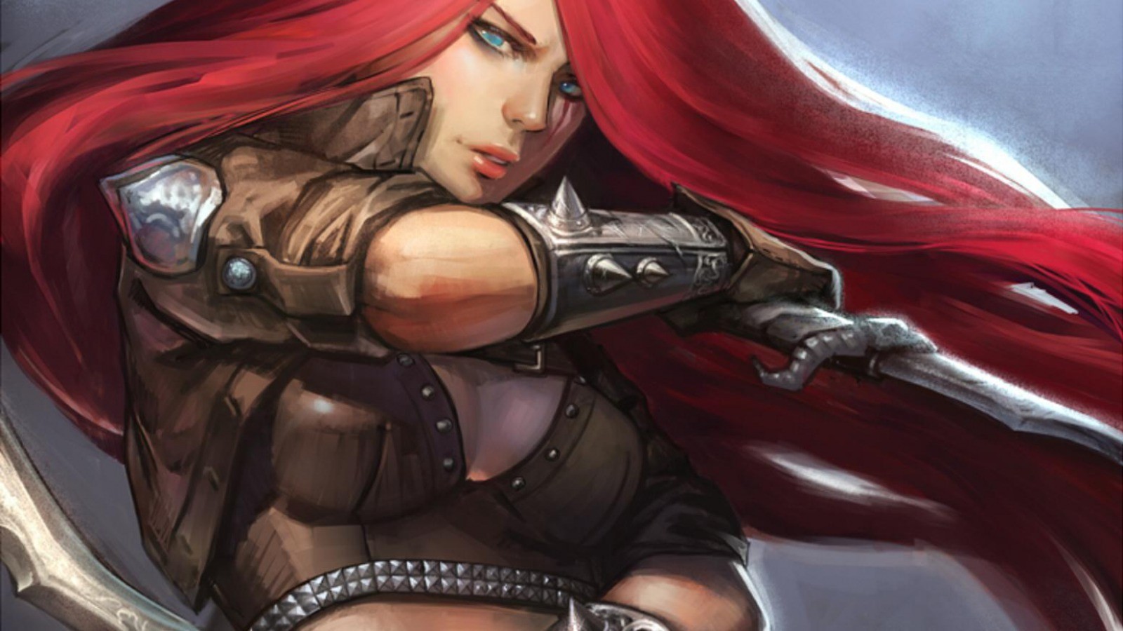 Redhead Knife Fantasy Art League Of Legends Katarina Fantasy Girl Video Games 1600x900