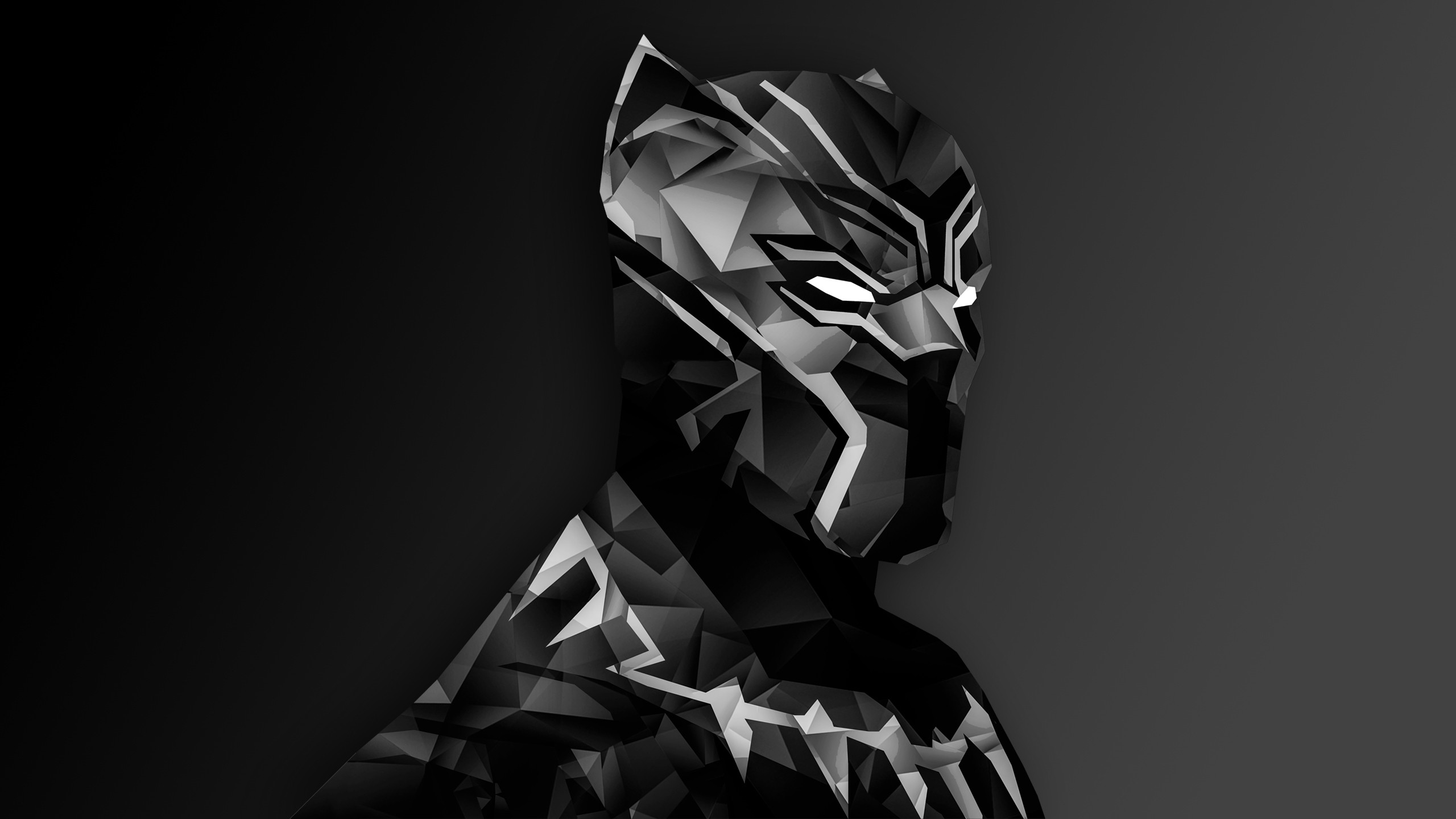 Captain America Civil War Black Panther Low Poly Digital Art Marvel Cinematic Universe Monochrome Si 2560x1440