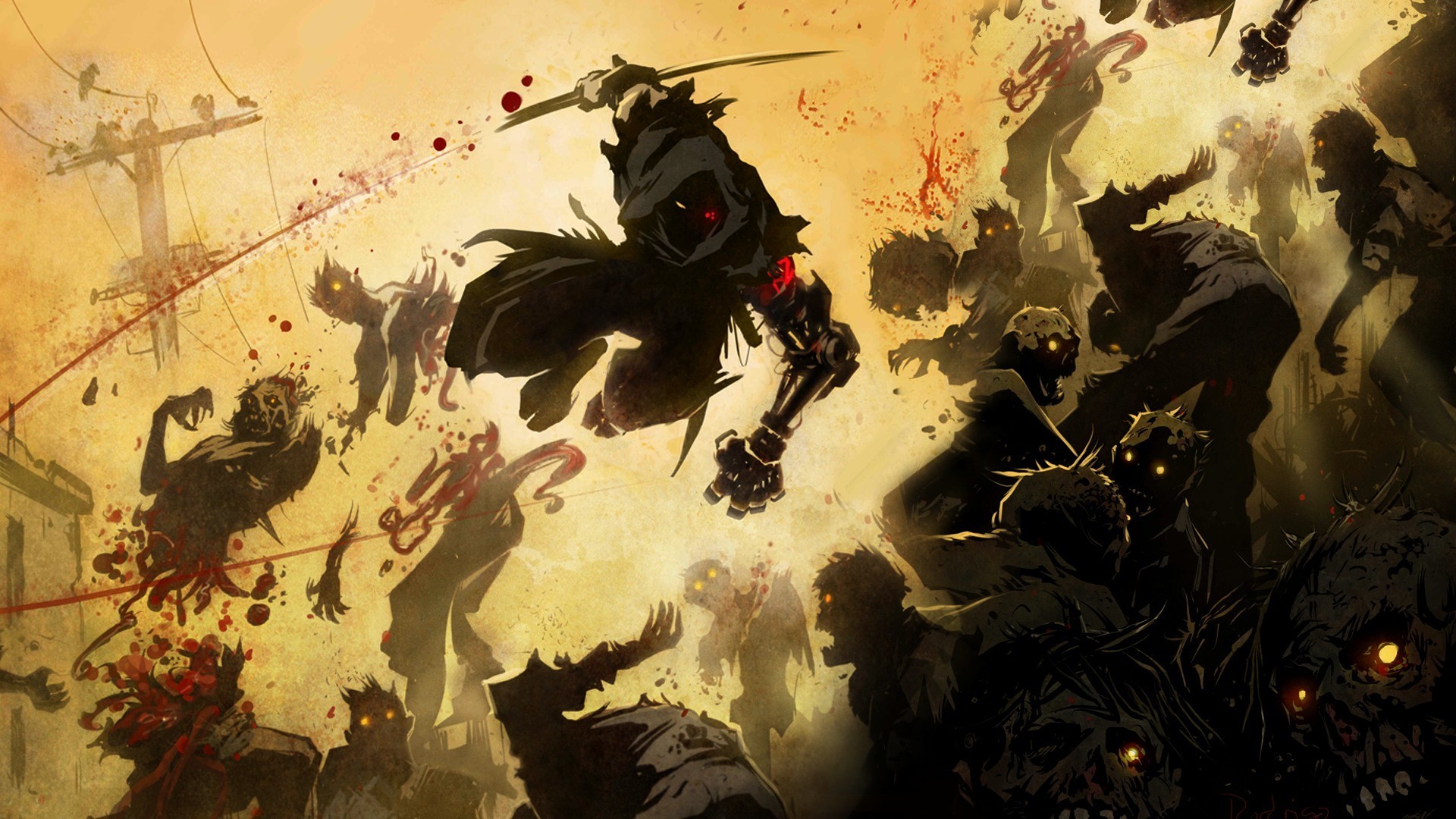 Artwork Ninjas Ninja Robots Cyborg Zombies Warrior Street Crow Ninja Gaiden Z Ninja Gaiden 1920x1080