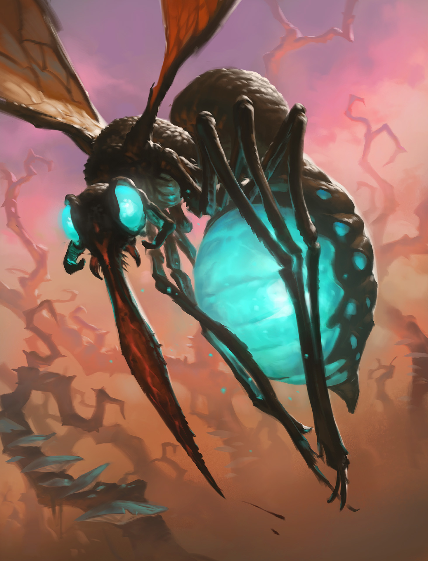 Slawomir Maniak Insect Bug Fly Desert Cyan Artwork 1465x1920
