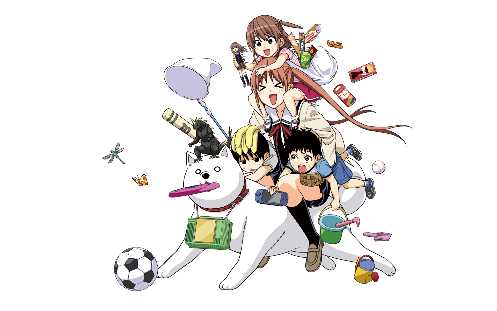 AHO GiRL Hanabatake Yoshiko Anime Girls Simple Background White Background Soccer Ball 1920x1200