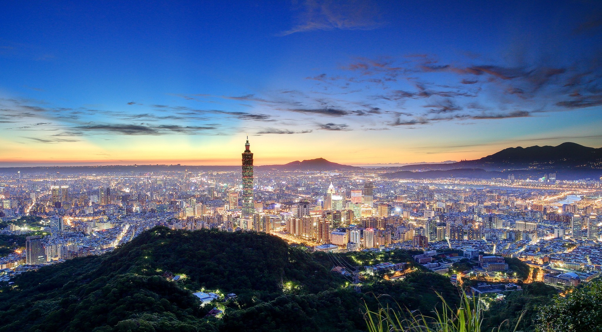 Taipei Taiwan China Sunset 2048x1130