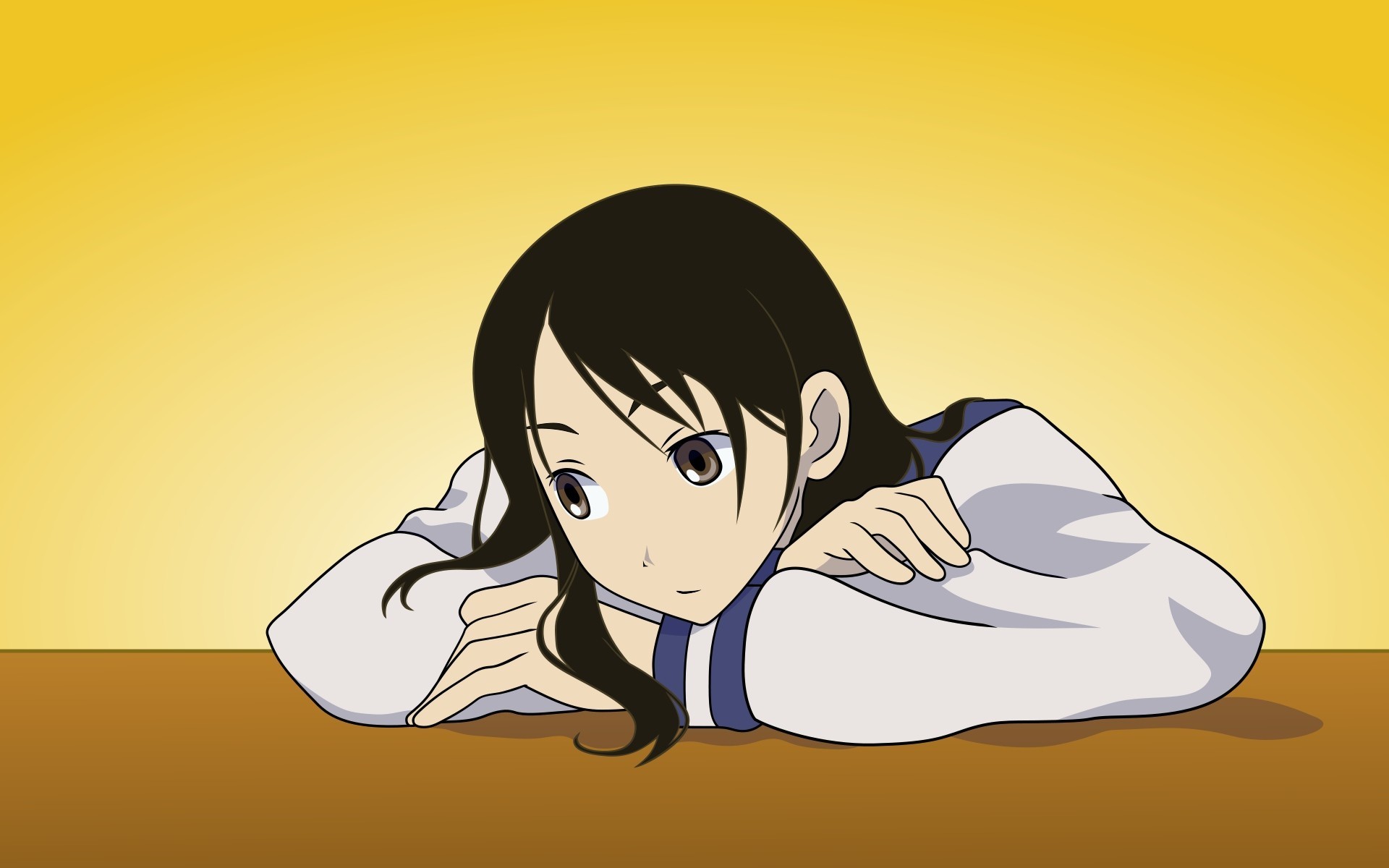 Sayonara Zetsubou Sensei Anime Kitsu Chiri Yellow Background School Uniform Looking Away 1920x1200
