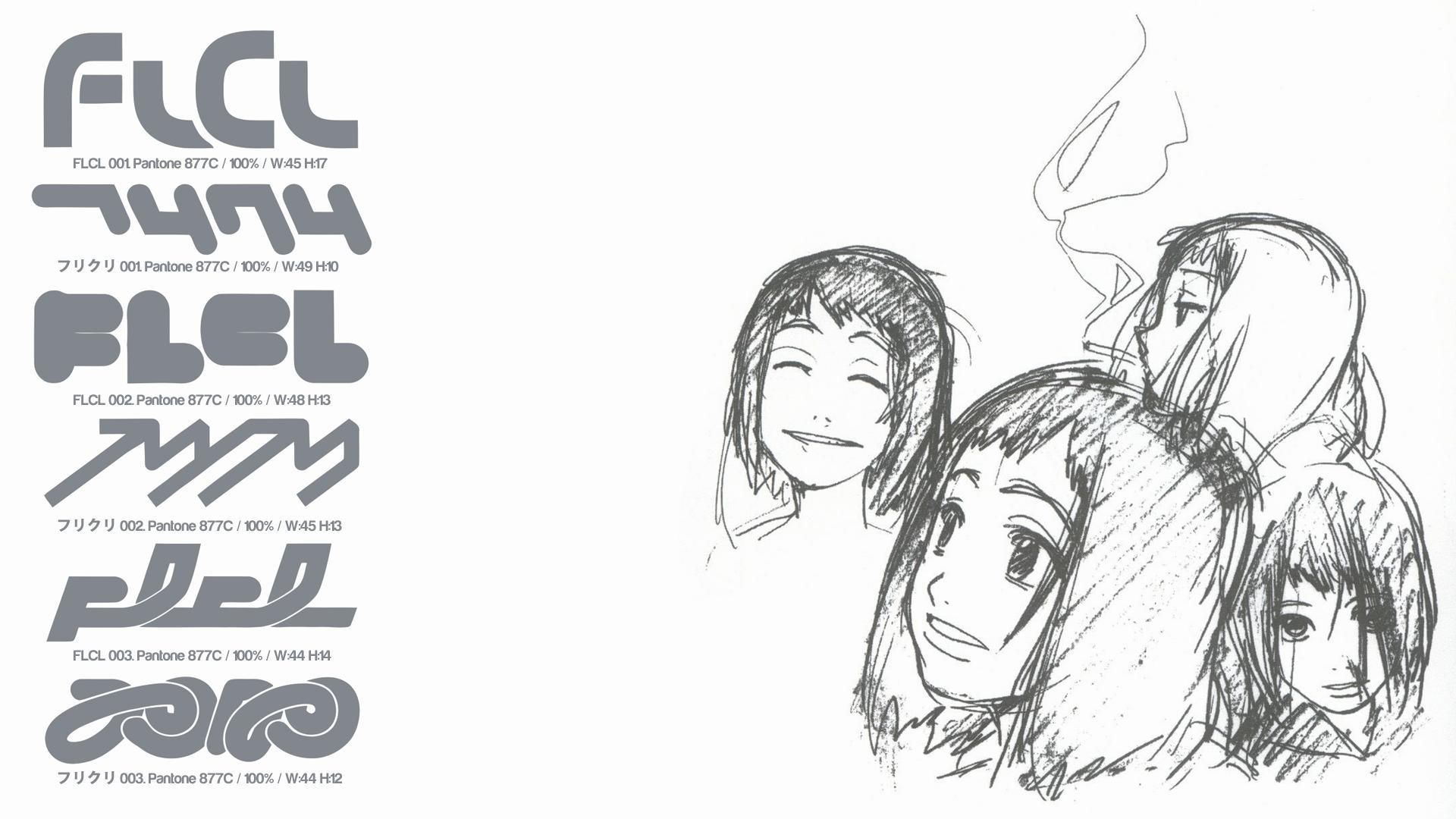 FLCL Haruhara Haruko Anime Girls Smoking Numbers Simple Background 1920x1080