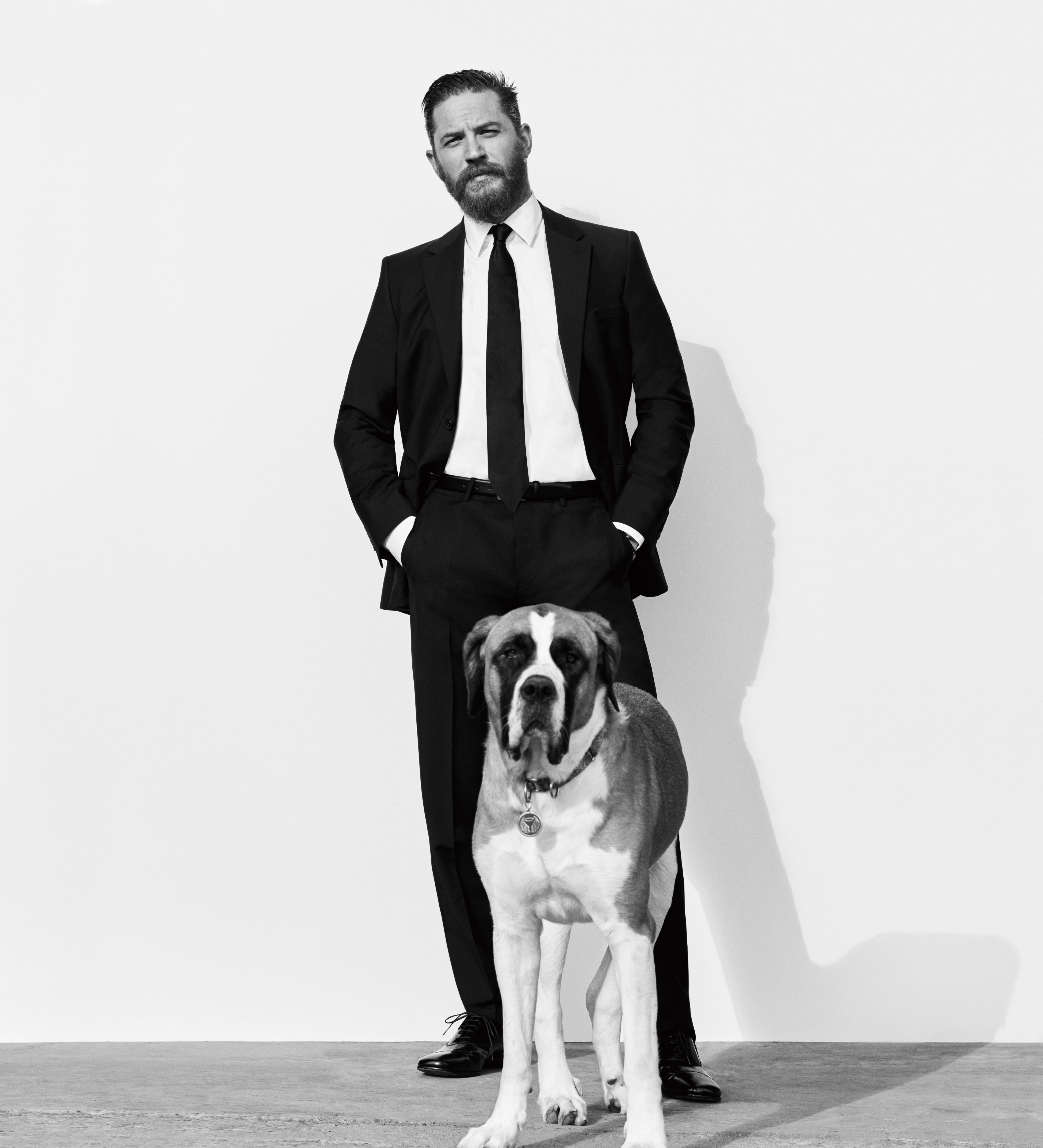 Tom Hardy Monochrome Dog Suits Beards Tie Actor 4942x5440