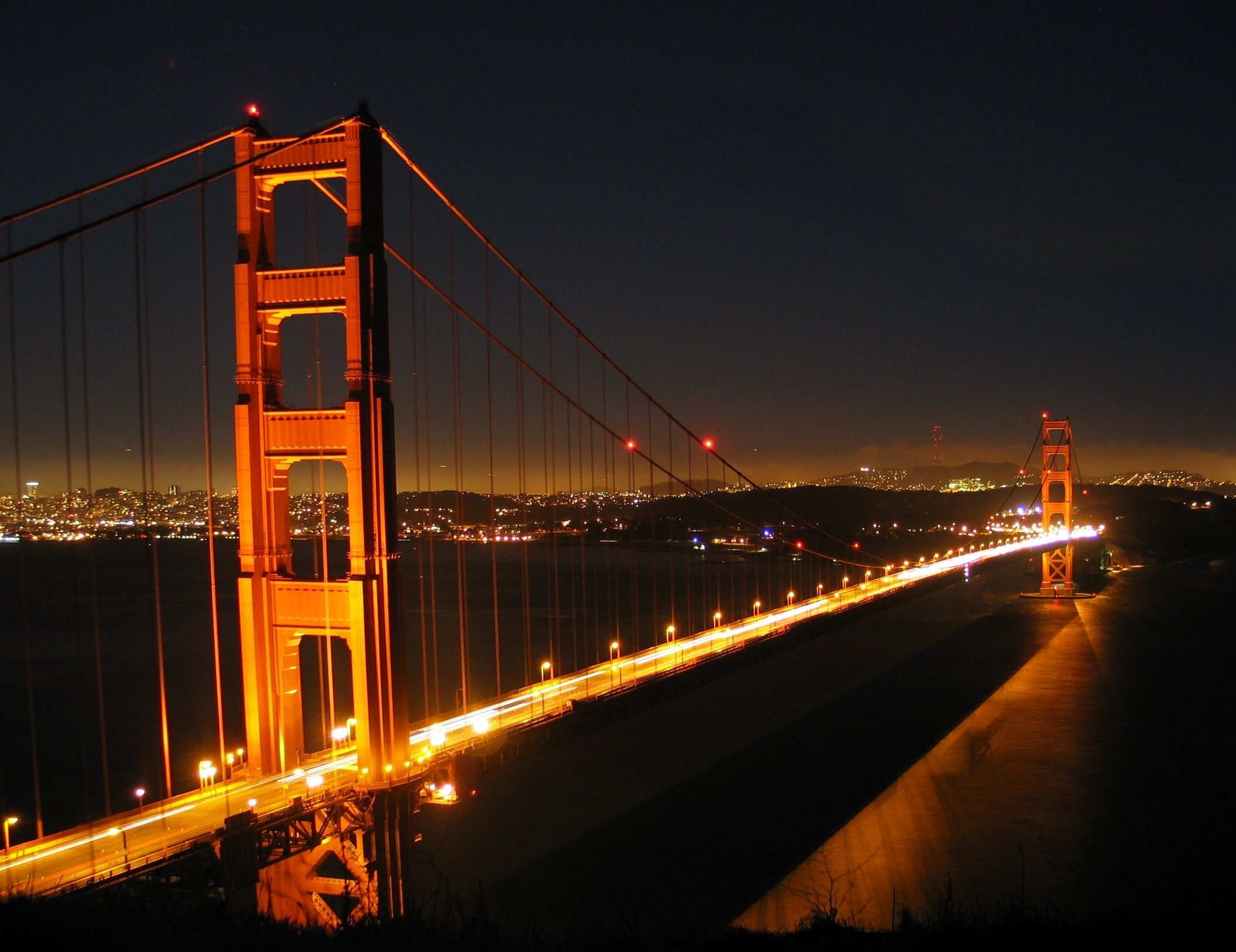 Cityscape Golden Gate Bridge Bridge Night City Lights 2112x1626