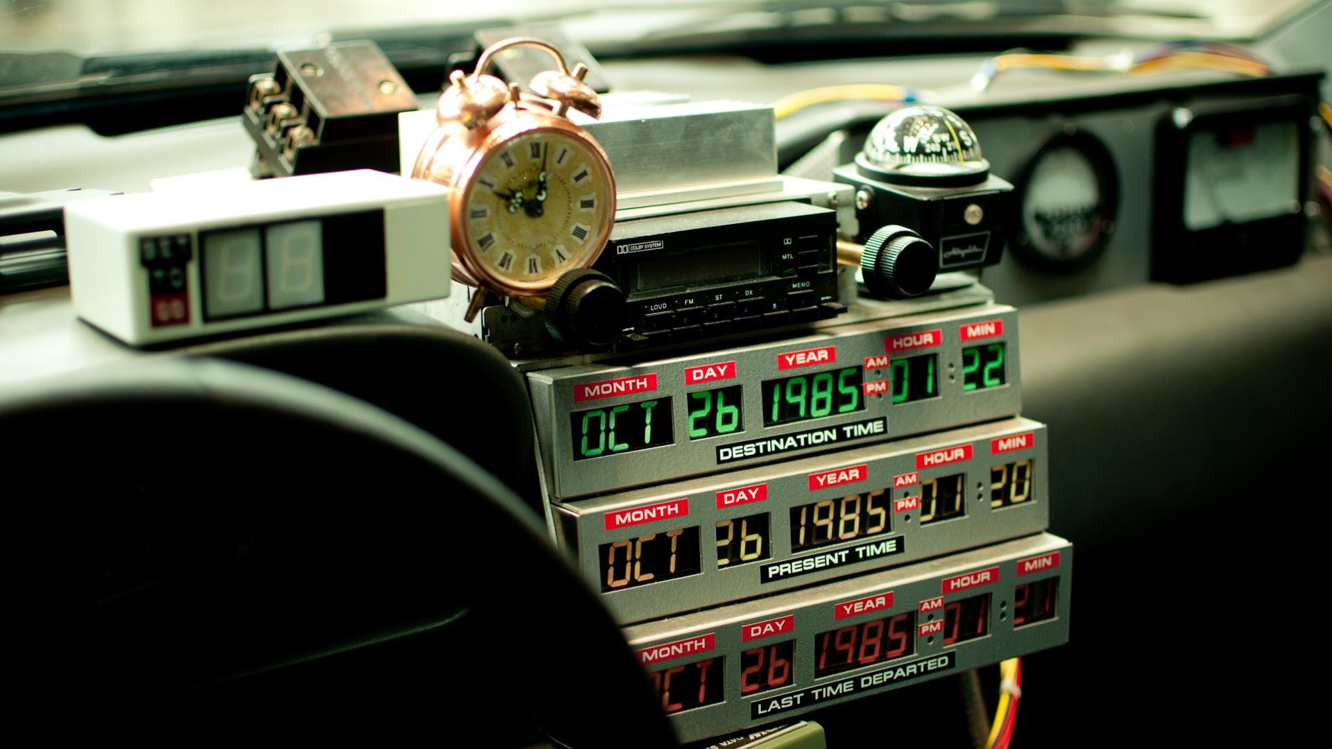 Movies Back To The Future DeLorean Time Travel Numbers 1985 Year Clocks Time Machine 1920x1080