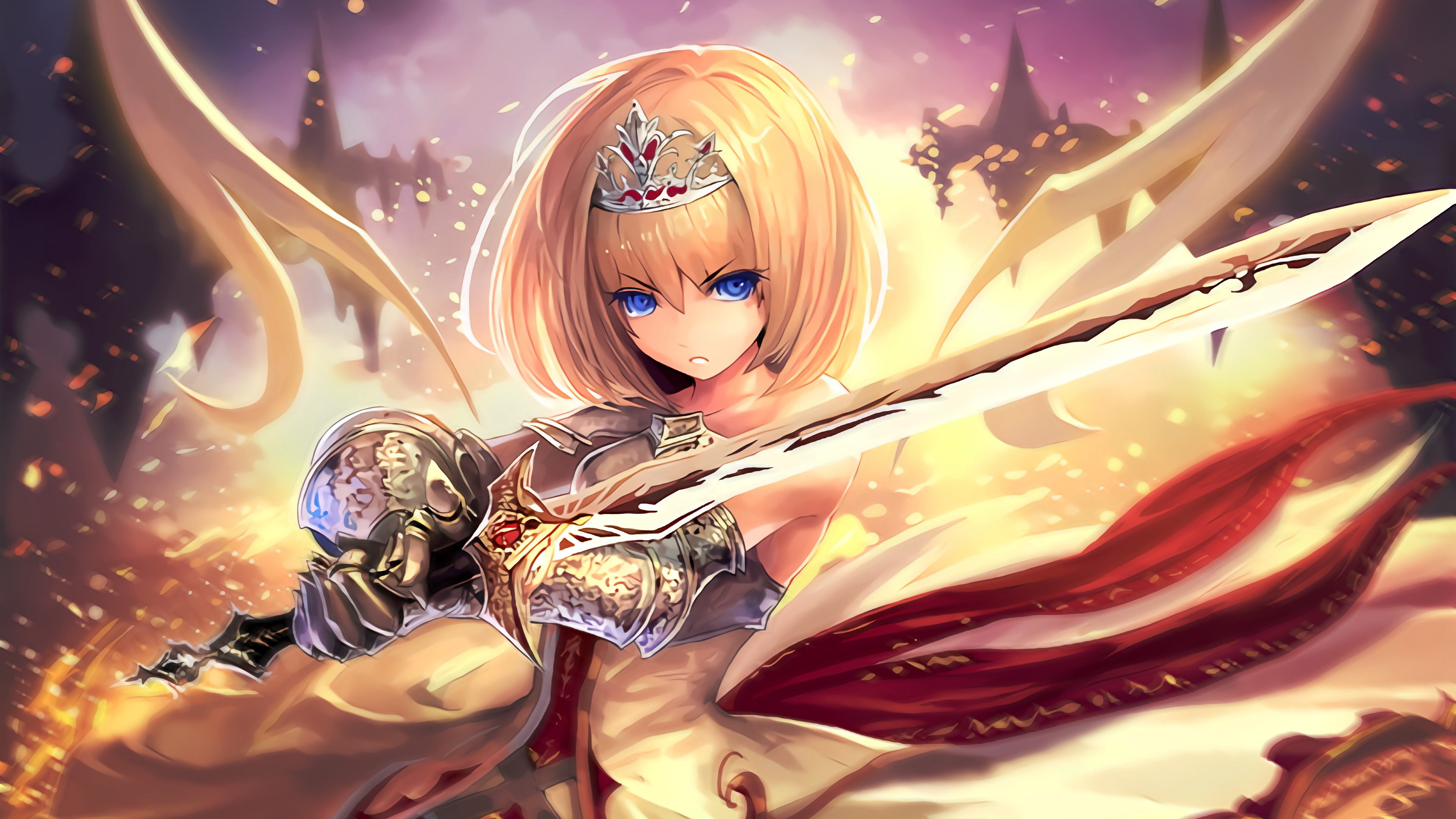 Anime Shadowverse Anime Girls Blue Eyes Fantasy Girl Sword Fantasy Art 3840x2160