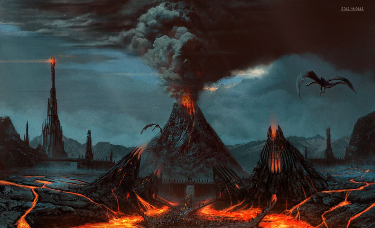 The Lord Of The Rings Mordor Nazgul Sauron The Eye Of Sauron Mount Doom Lava Artwork Concept Art Fan 1280x777