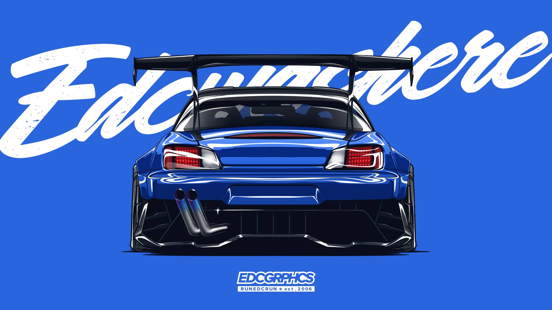 EDC Graphics JDM Japanese Cars Render Rear View Car Vehicle Sports Car 1920x1080