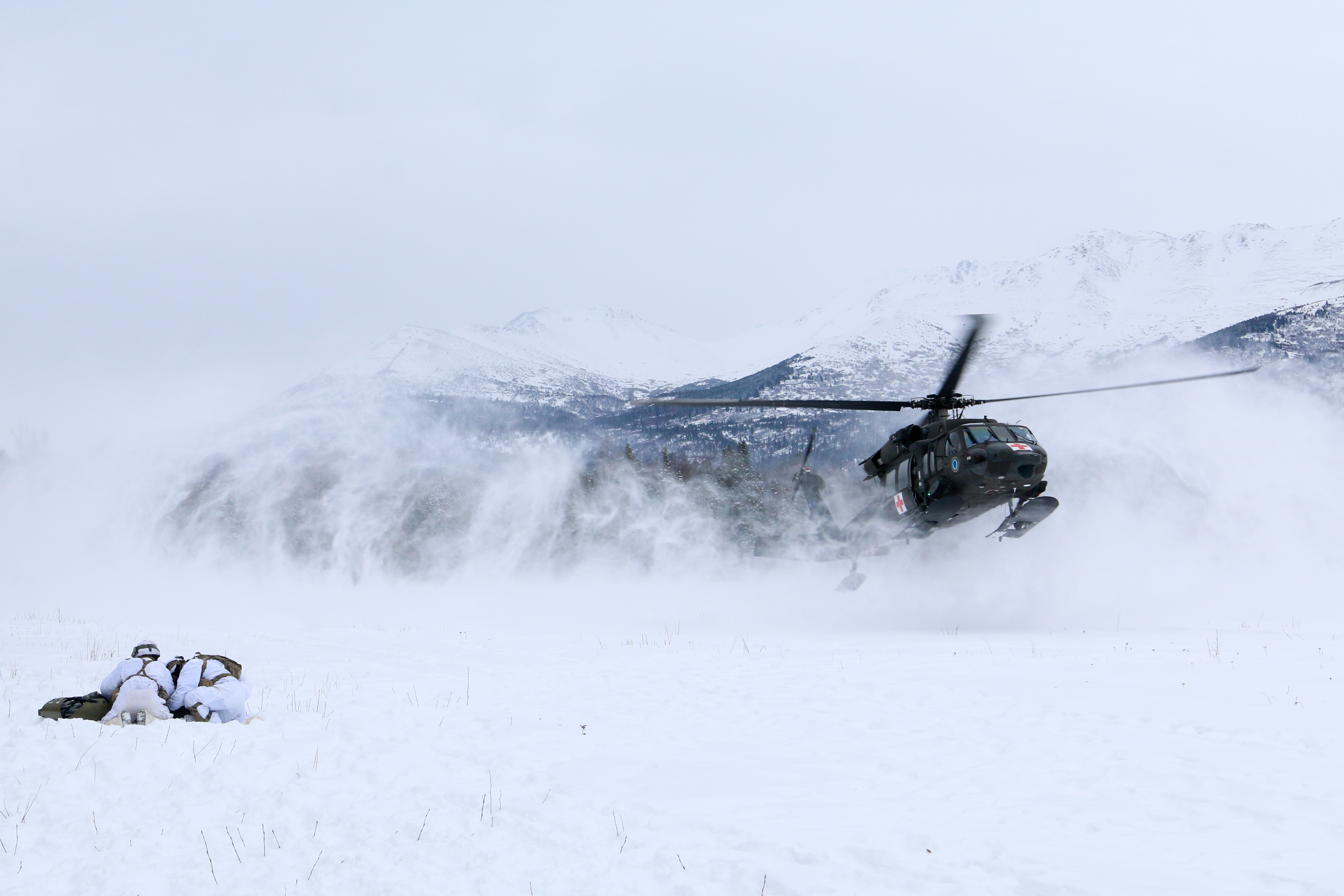 US Army Paratroopers Snow Snow Covered 4th Infantry Brigade Combat Team Sikorsky UH 60 Black Hawk Ro 4610x3074
