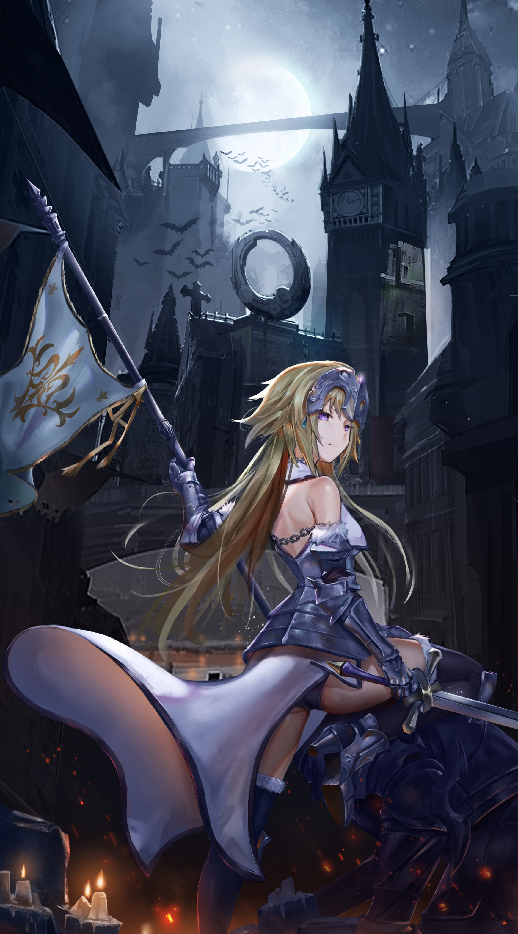 Fate Series Fate Apocrypha Anime Girls Long Hair Blond Hair Fantasy Armor Fantasy Weapon Ruler Fate  1742x3137