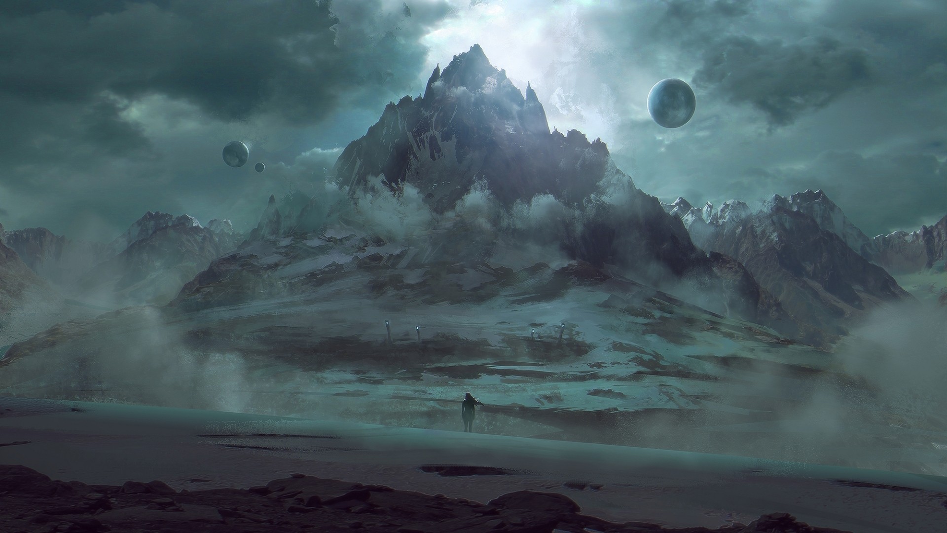 Mountains Planet Fantasy Art TheFatRat Jordan Grimmer 1920x1080