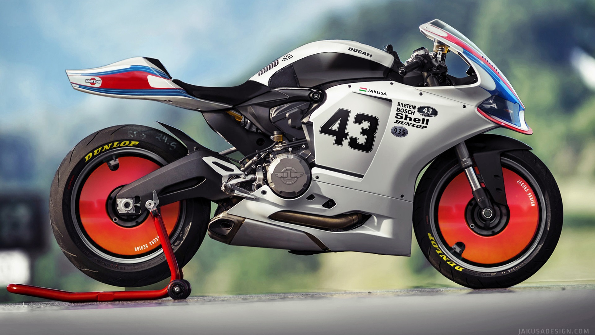 Ducati Motorcycle Martini Side View Bokeh Digital Art Racing 1920x1080
