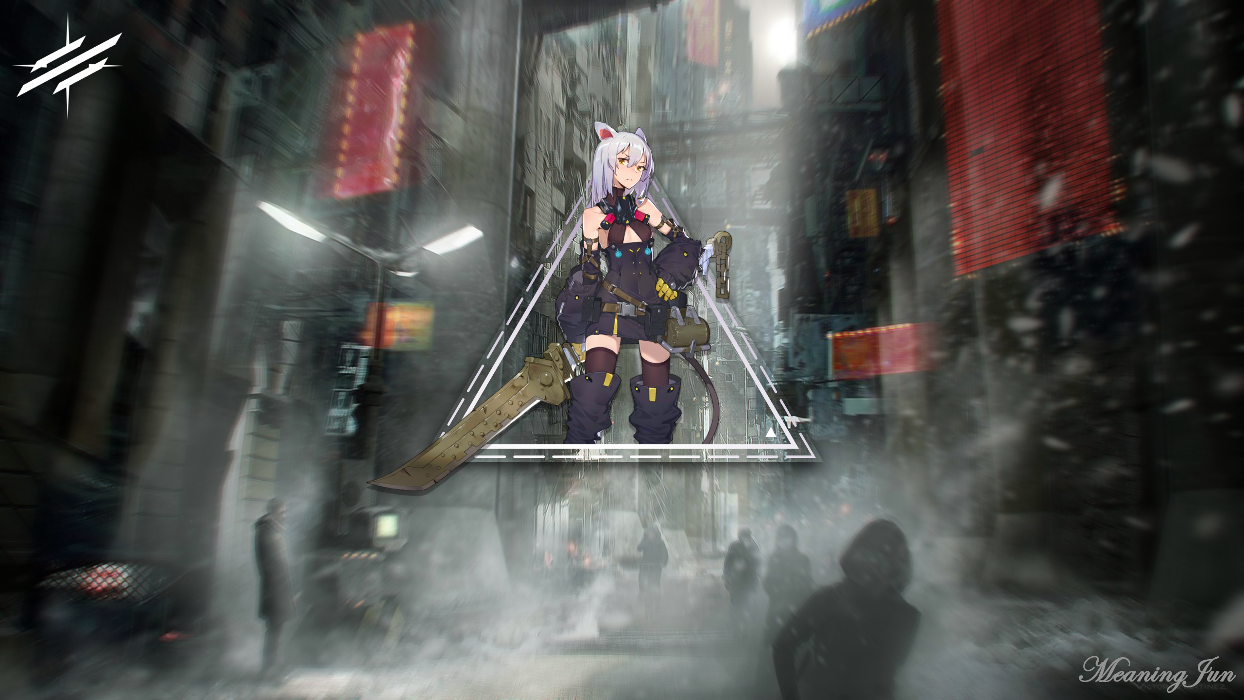 2D Anime Girls Anime Picture In Picture MeaningJun Digital Art Street City Futuristic City Fantasy A 2560x1440