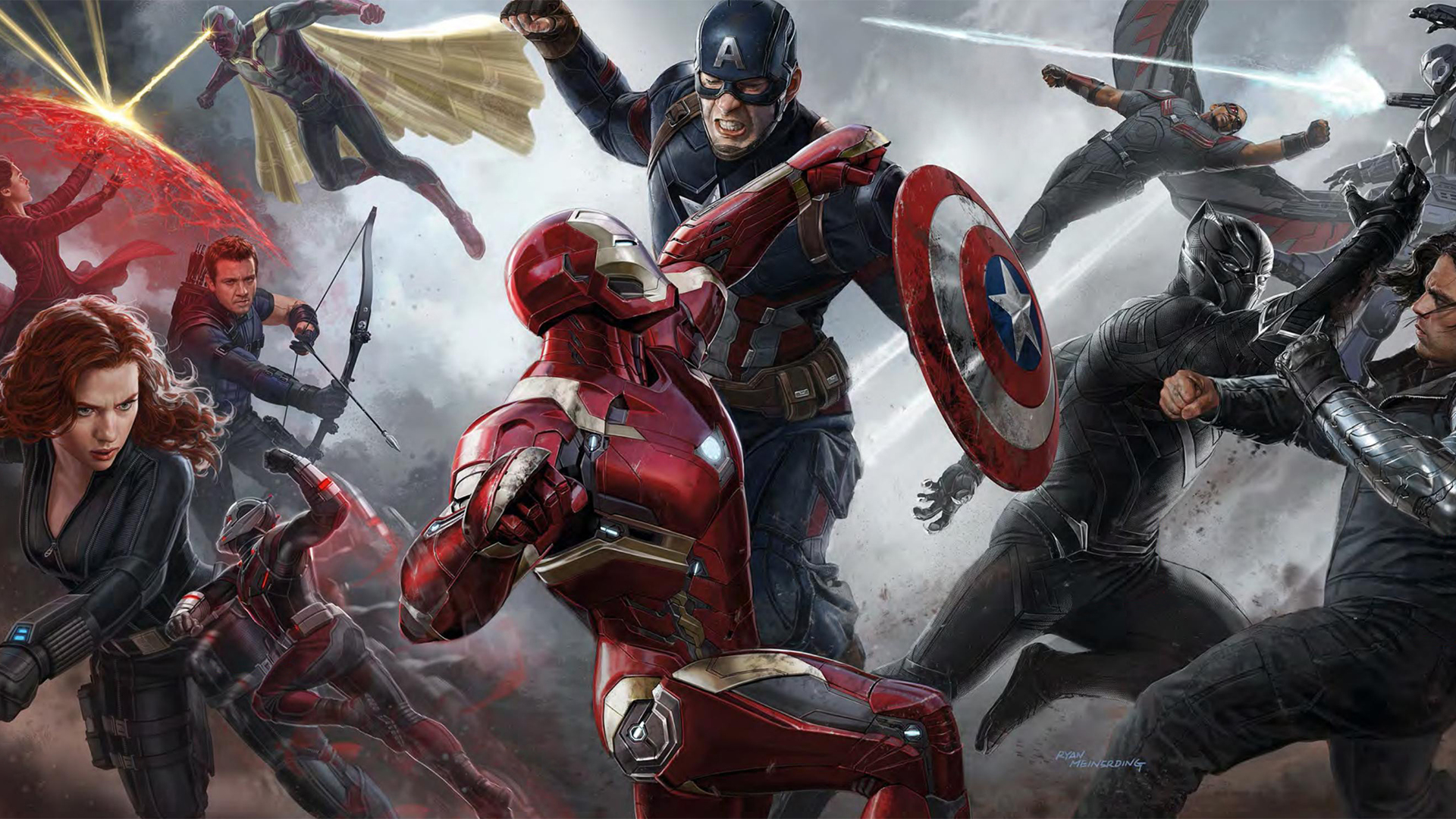 Marvel Comics Captain America Iron Man Black Widow Ant Man Hawkeye Black Panther Action Figures 1920x1080