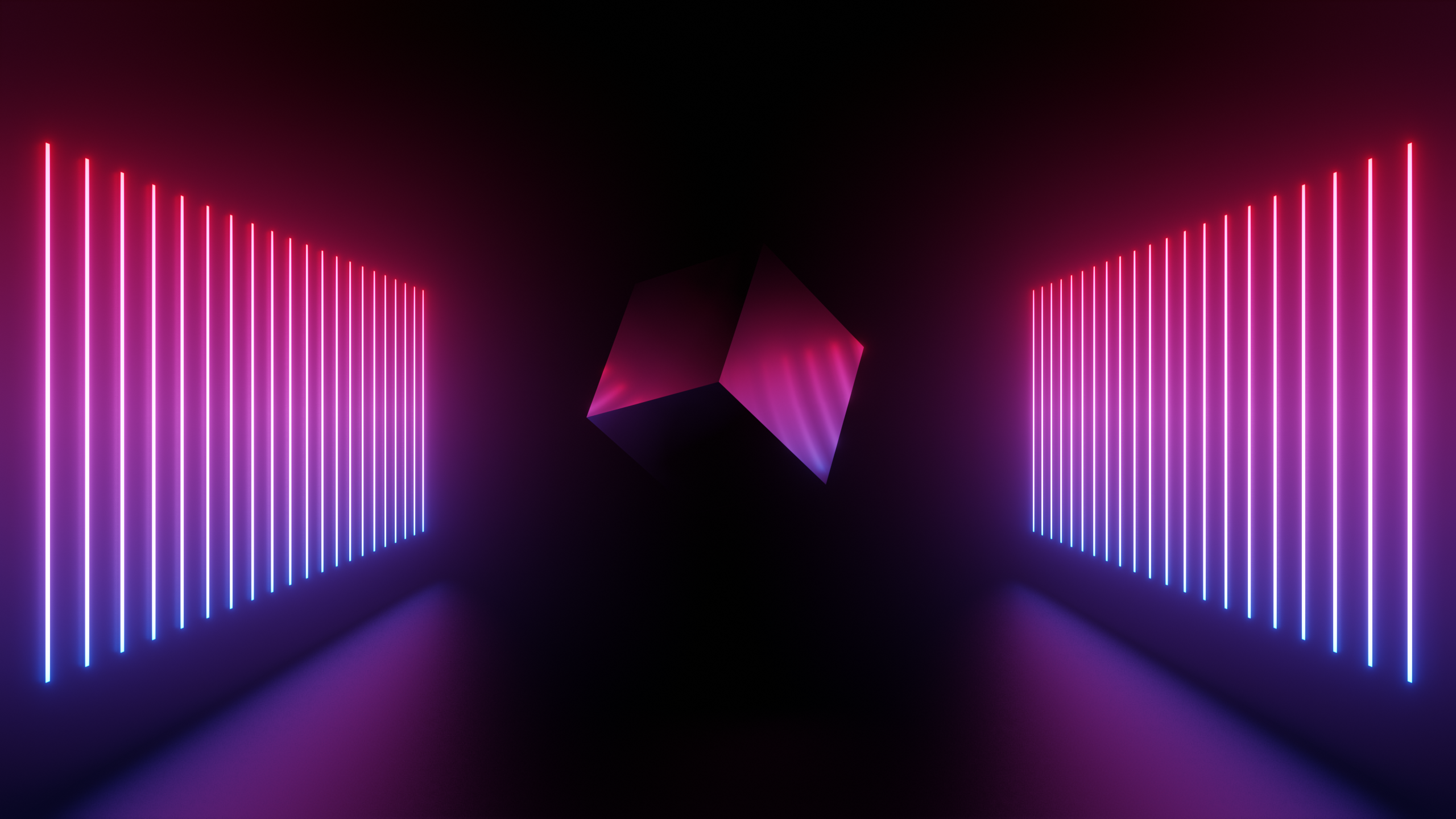 Cube Eevee Blender Neon Neon Lights Reflection Abstract Render Contemporary Simple 2560x1440