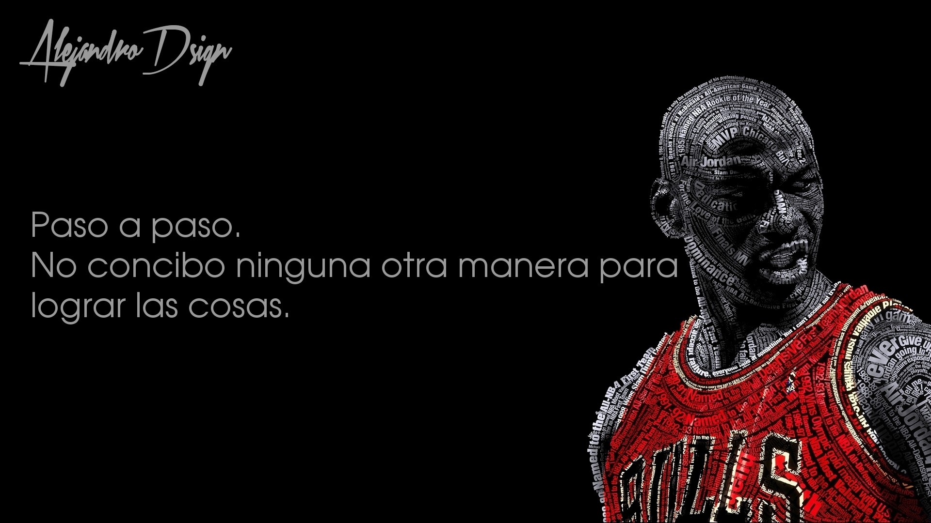 Typographic Portraits Michael Jordan Basketball Chicago Bulls Black Background Quote 1920x1080