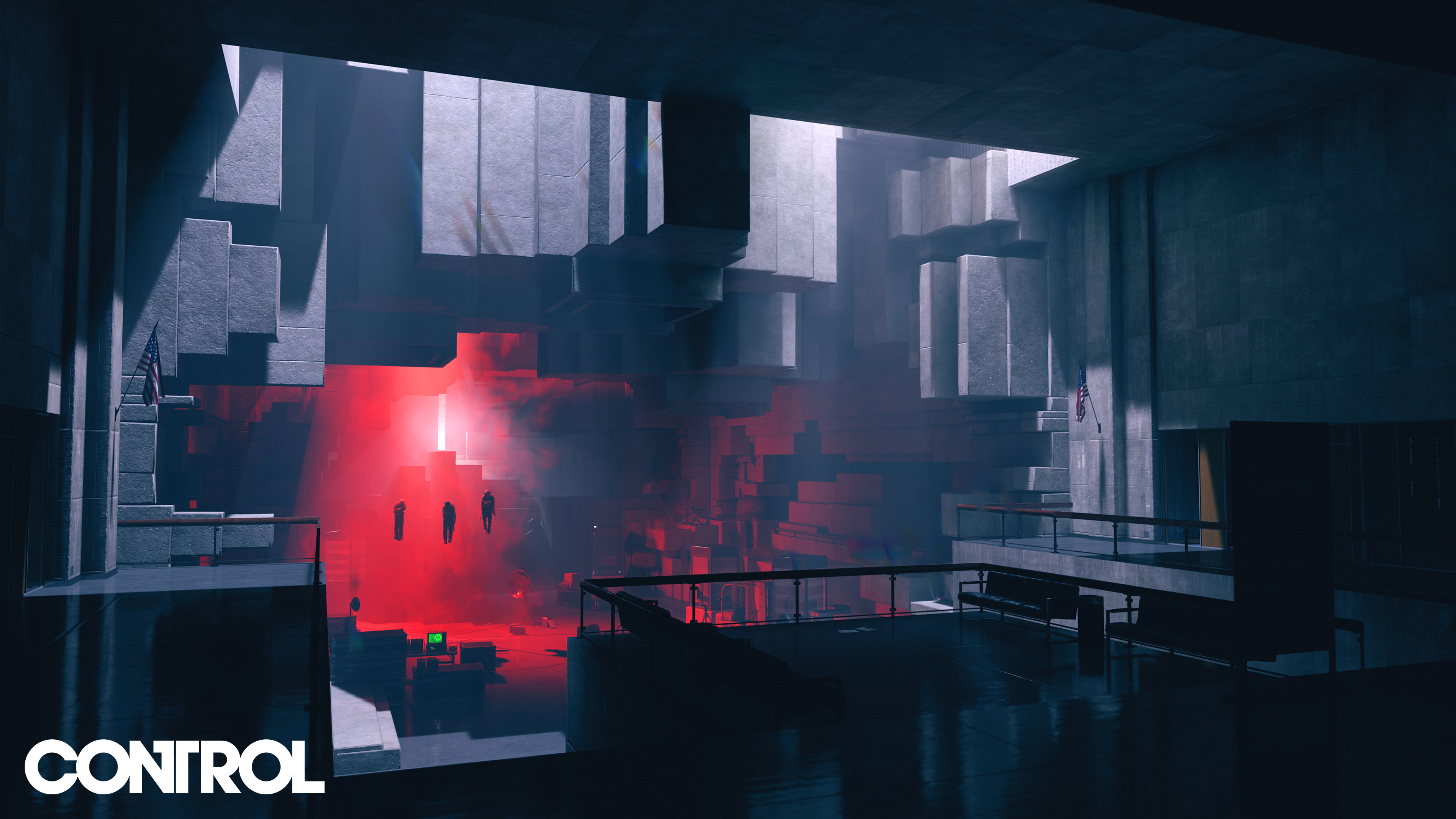 Control Remedy Games Red Floating Brutalism 3840x2160