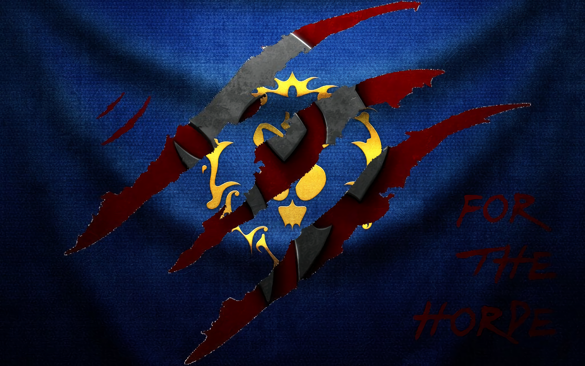 World Of Warcraft Alliance Horde Flag Banner Claw Marks Graffiti Vandalism 2048x1280