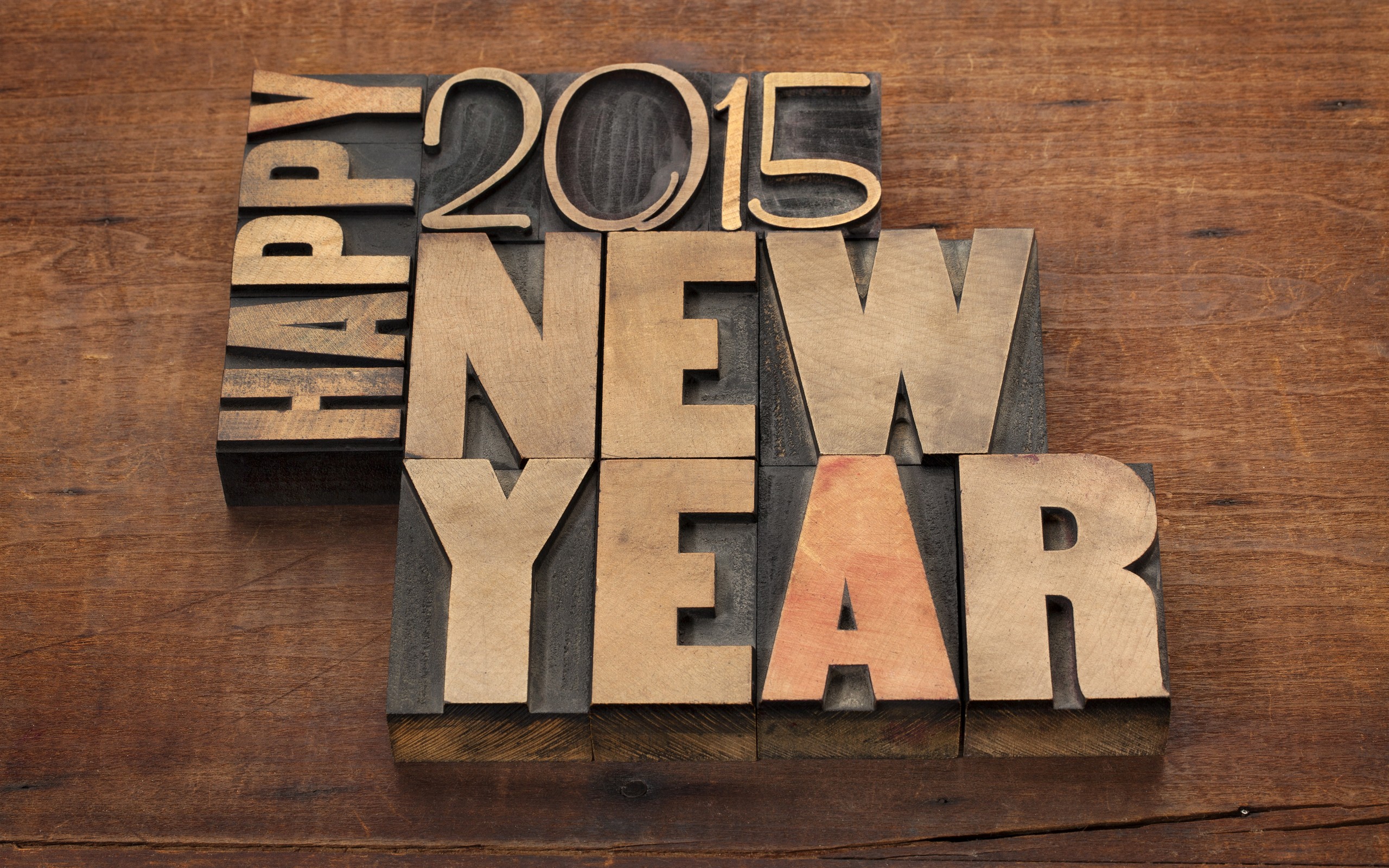 New Year Wooden Surface 2015 2560x1600