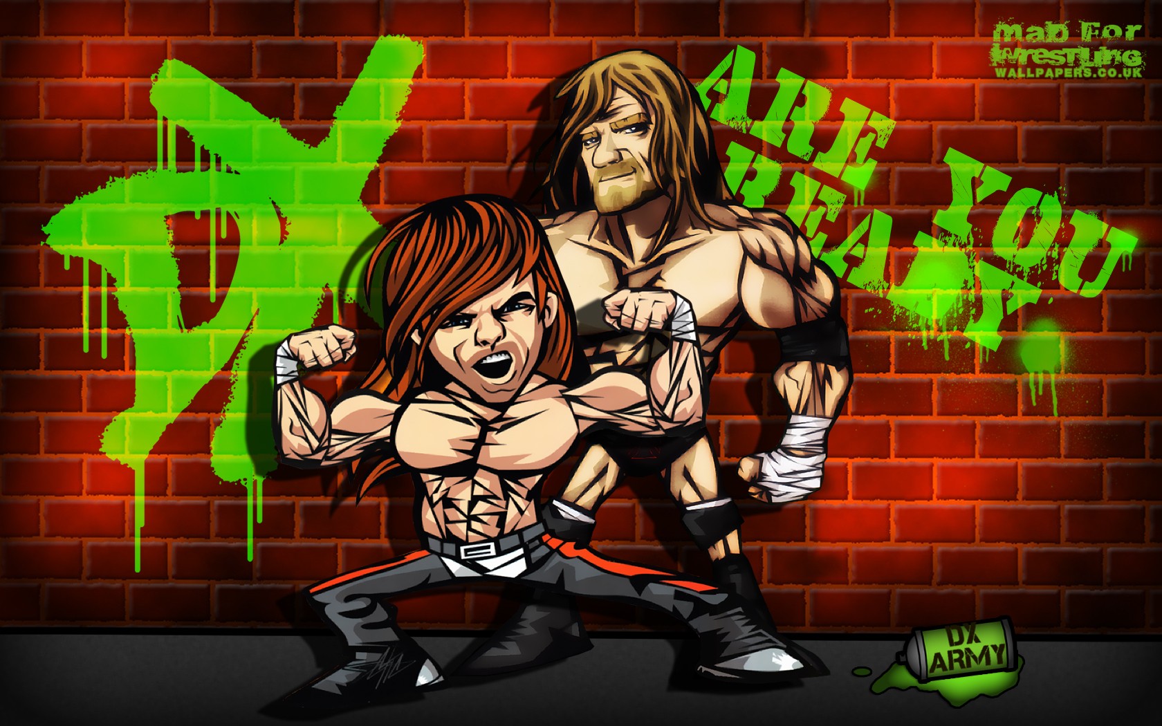 WWE Triple H Shawn Michaels Cartoon 1680x1050