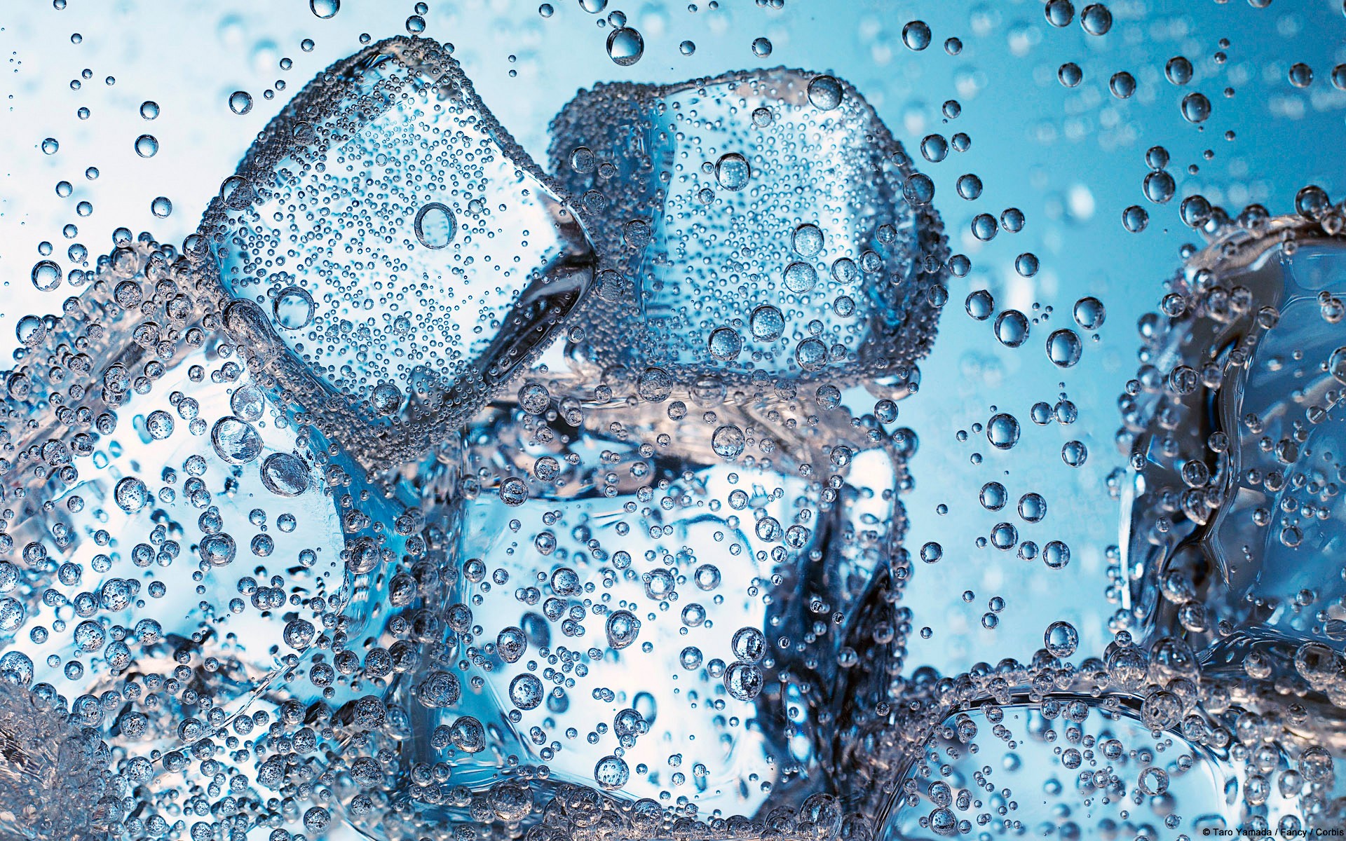 Ice Cubes Ice Water Bubbles Blue Cyan Underwater Macro Fresh 1920x1200