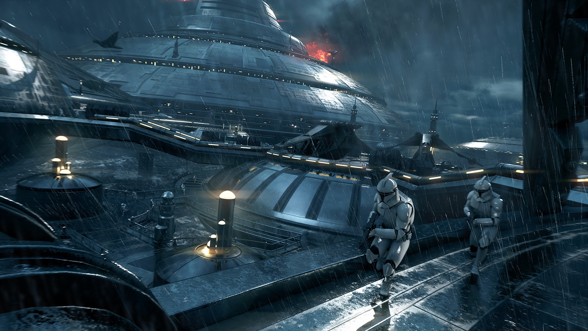 Star Wars Spaceship Star Wars Episode Ii The Attack Of The Clones Science Fiction Storm Gloomy 1920x1080
