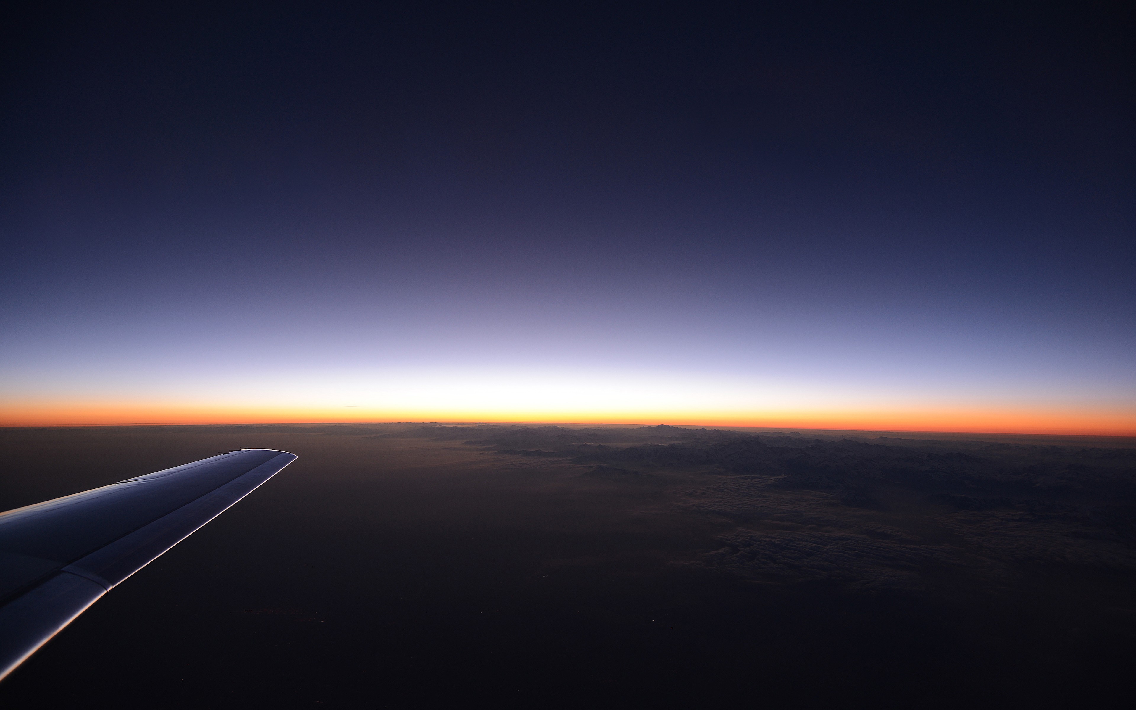Landscape Horizon Sunrise Sky Airplane Wing 3840x2400