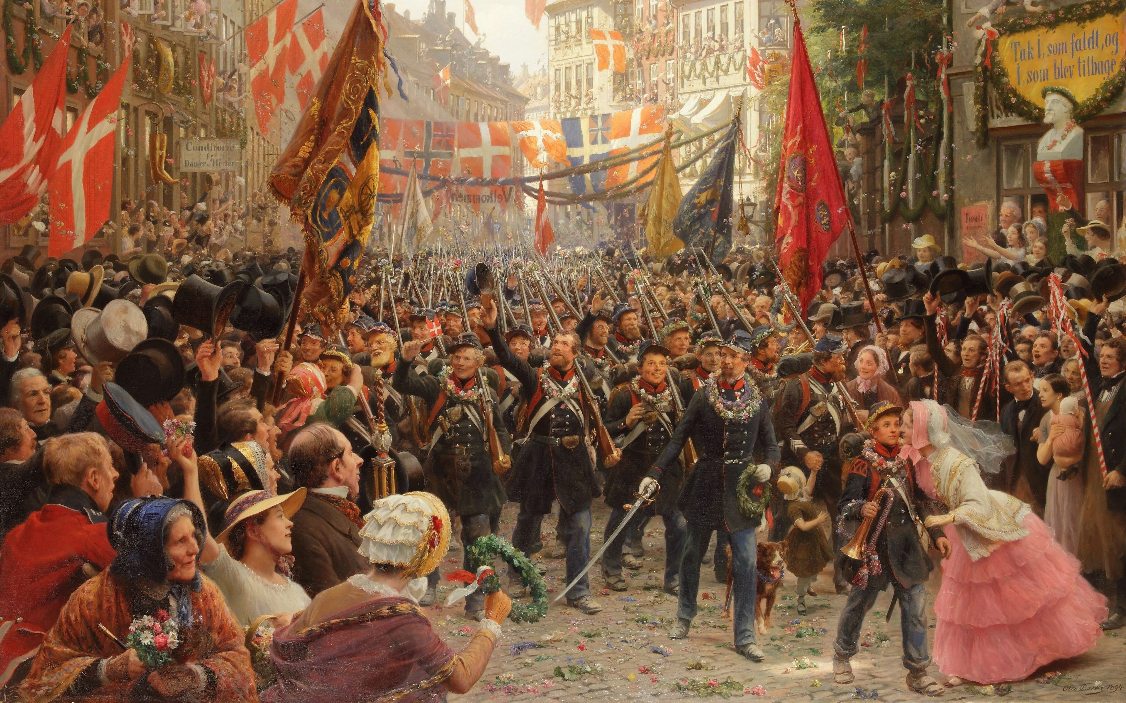 Artwork Classic Art Painting Soldier Army 1894 Year Otto Bache Denmark Copenhagen Flag 3840x2400